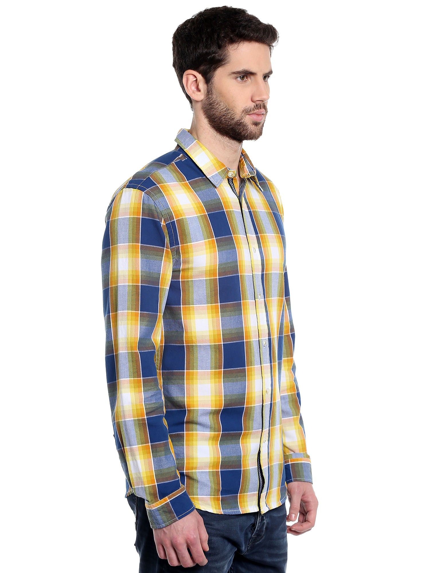 Yellow Check Slim Fit Shirt