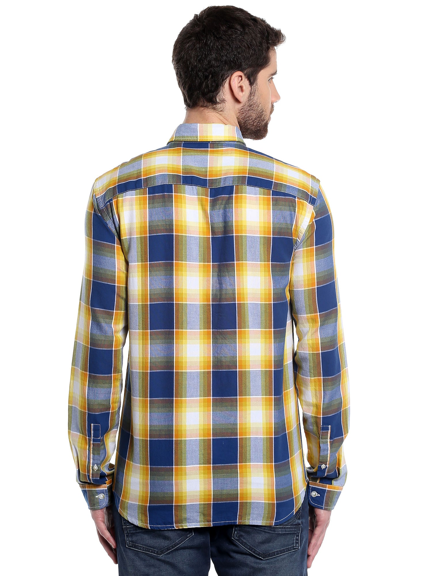 Yellow Check Slim Fit Shirt
