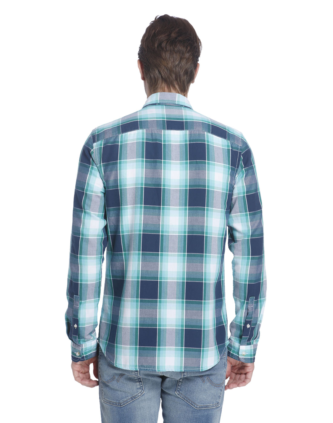 Turquoise Check Slim Fit Shirt