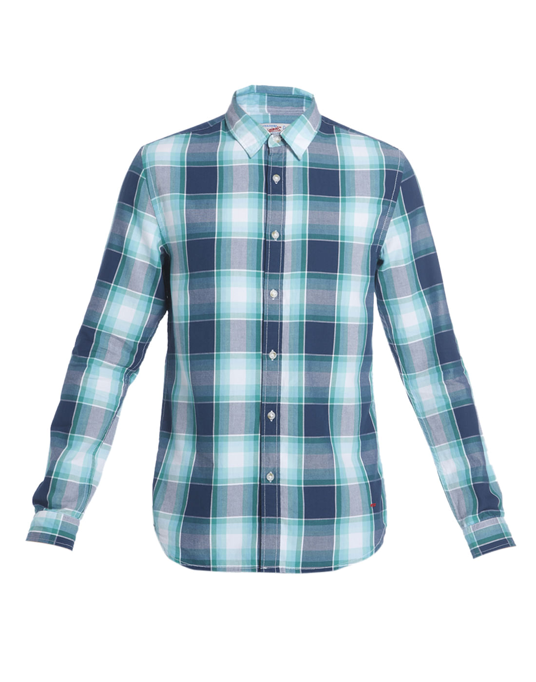 Turquoise Check Slim Fit Shirt