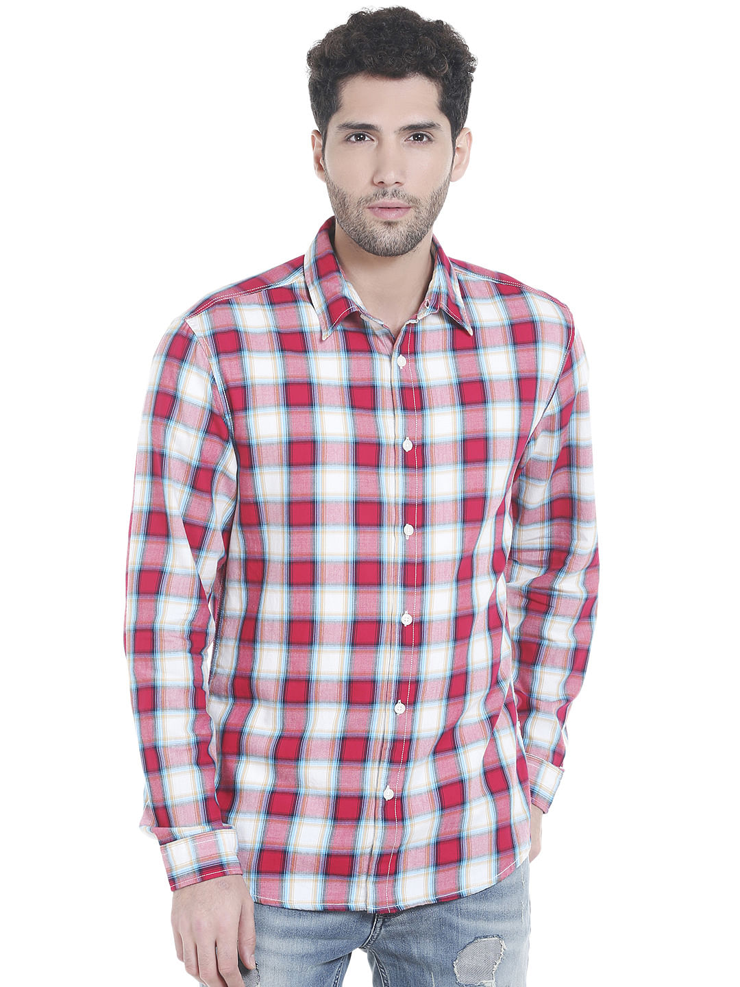 Red Check Slim Shirt - S
