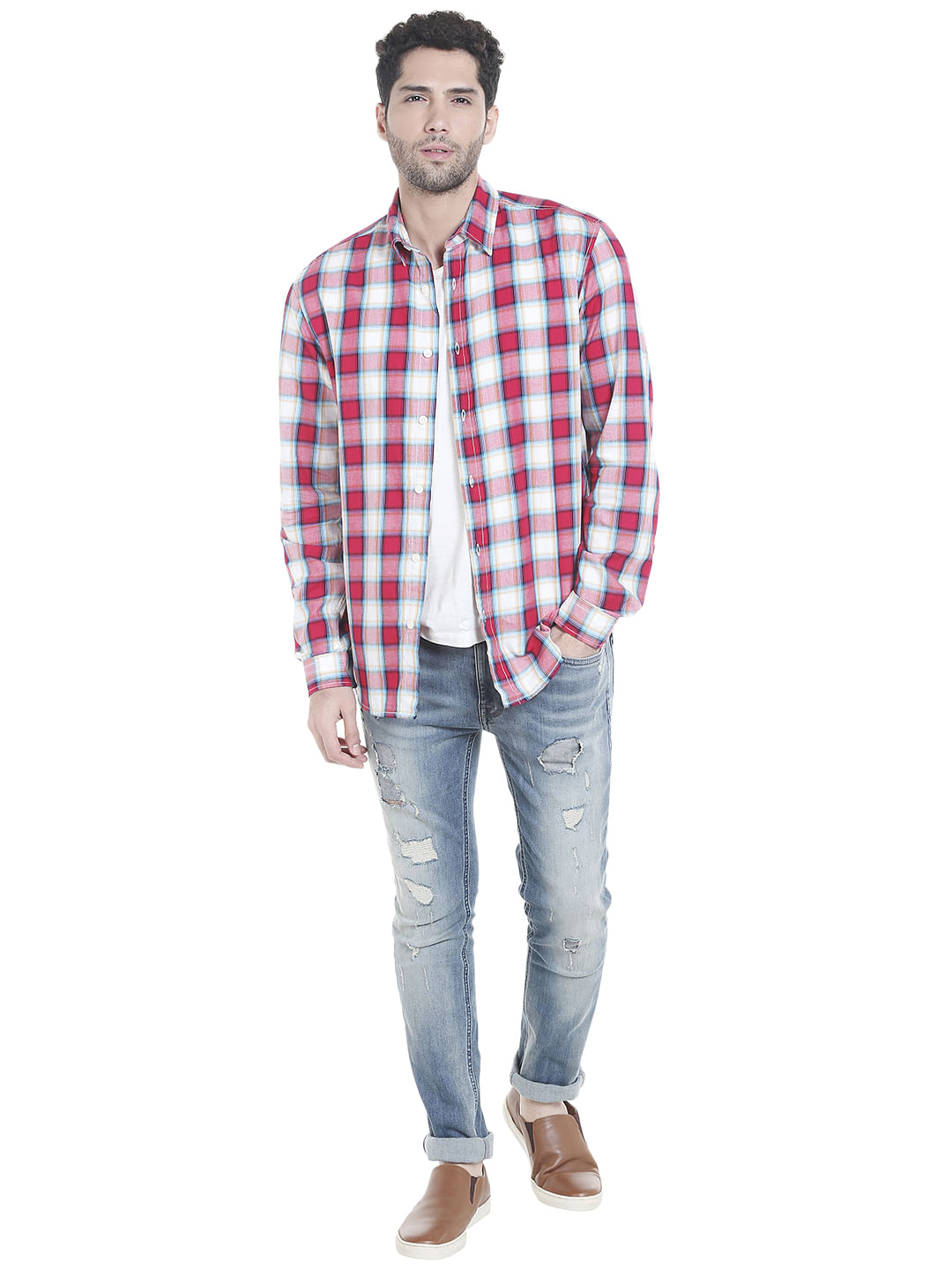 Red Check Slim Shirt