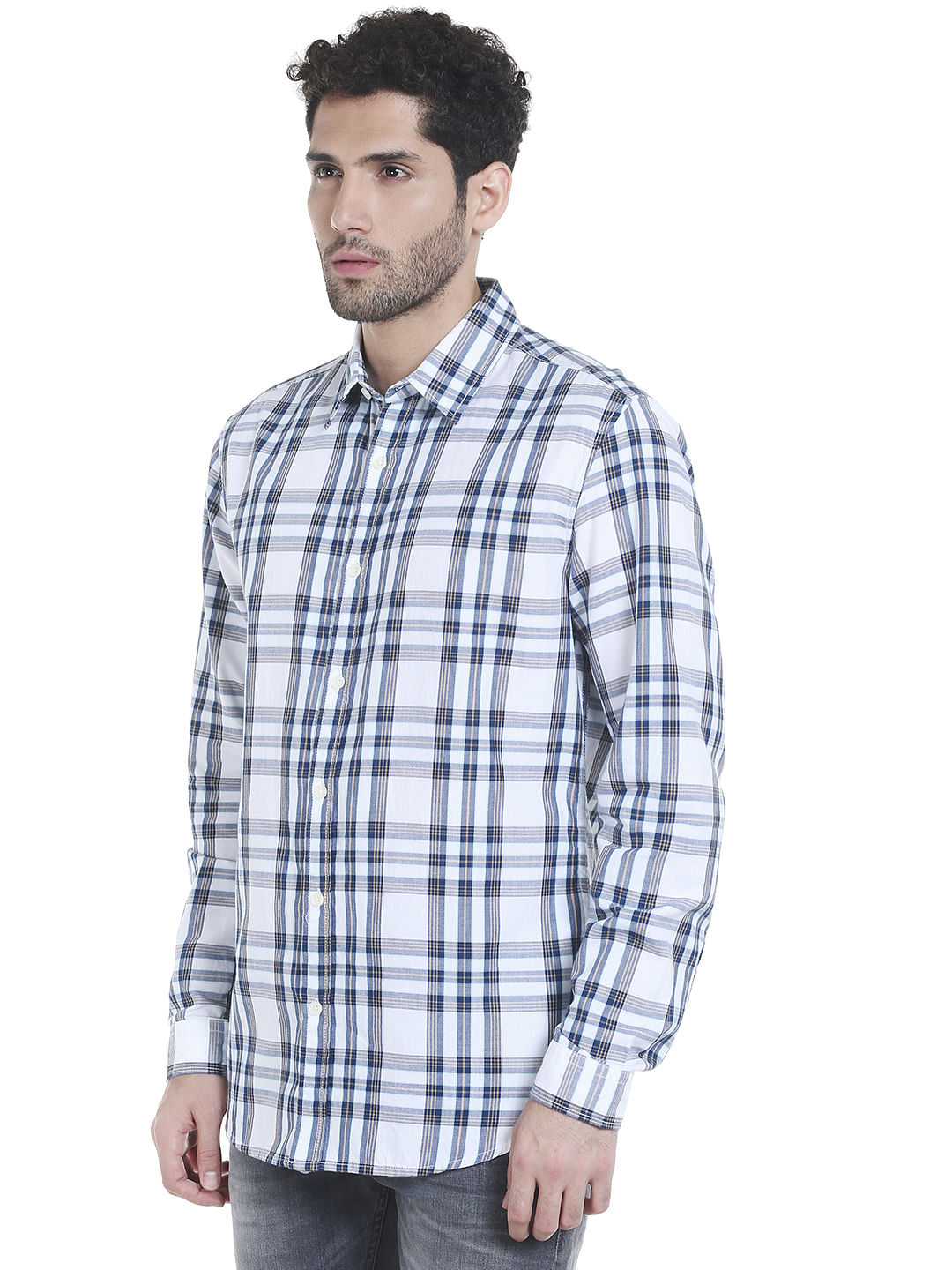 White Check Slim Fit Shirt