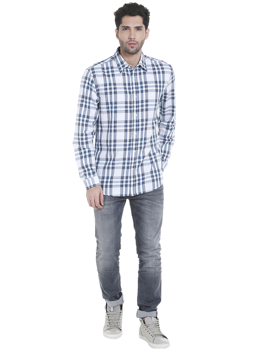 White Check Slim Fit Shirt