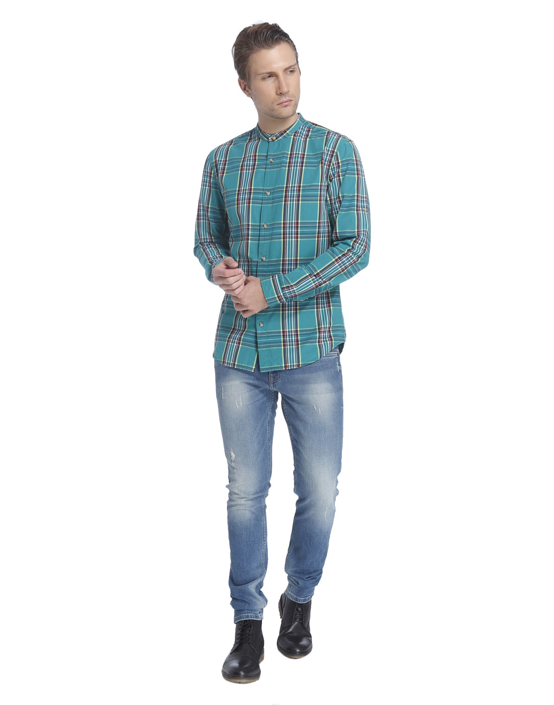Turquoise Check Shirt