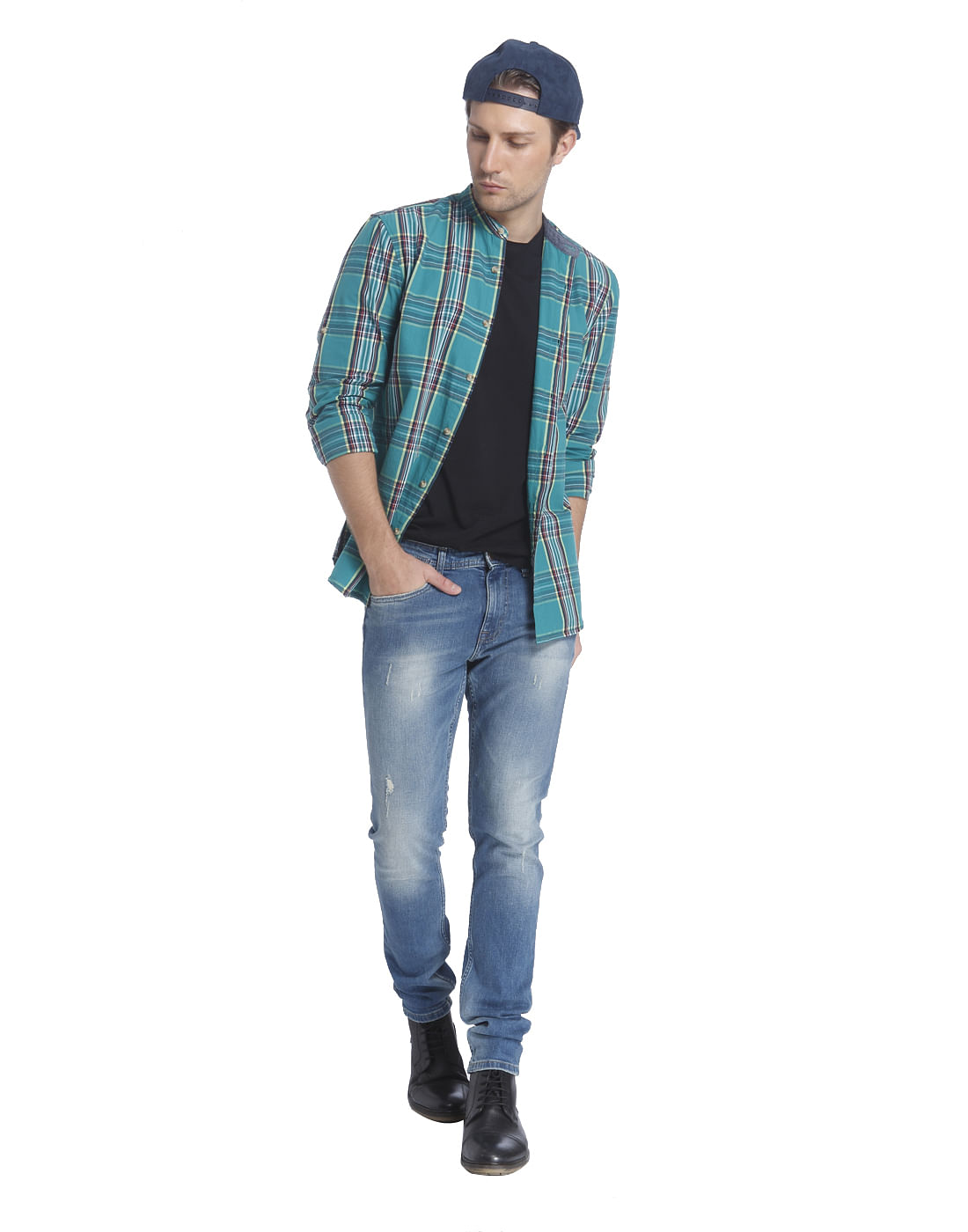 Turquoise Check Shirt