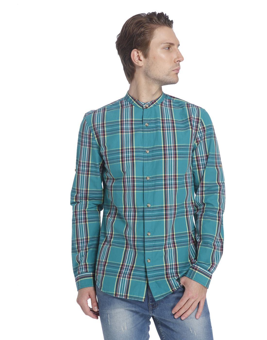 Turquoise Check Shirt - S