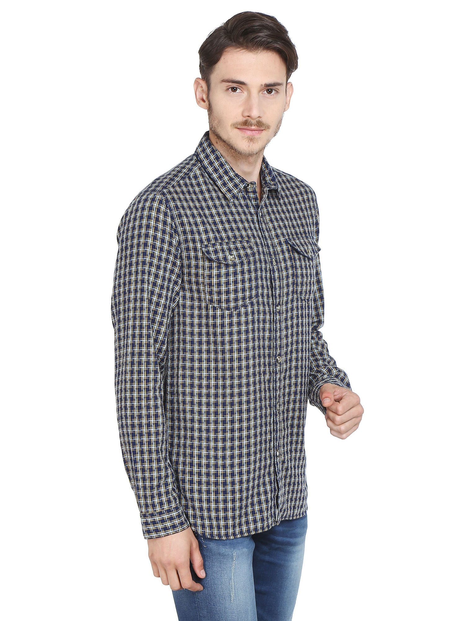 Blue Denim Printed Shirt