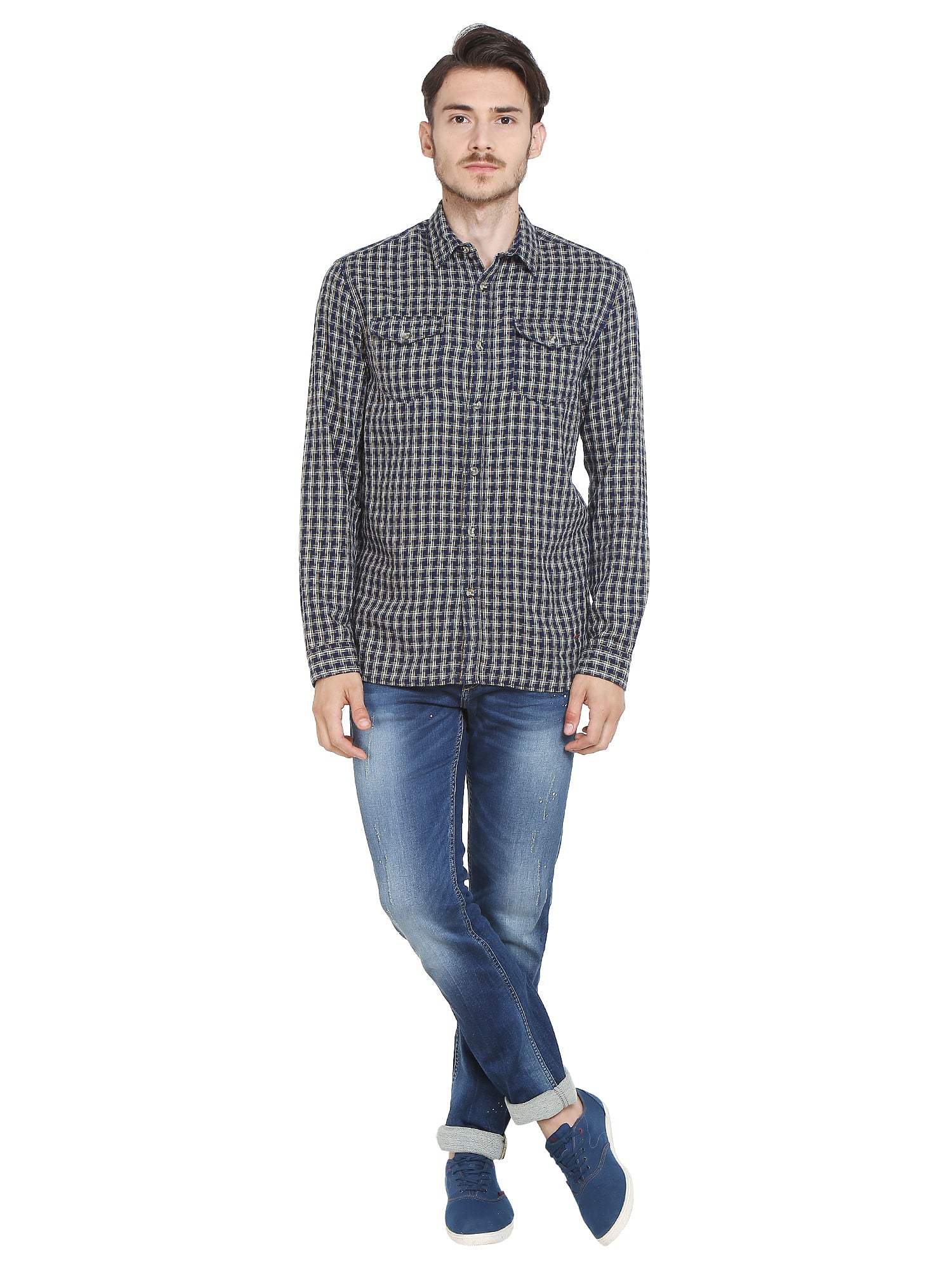 Blue Denim Printed Shirt