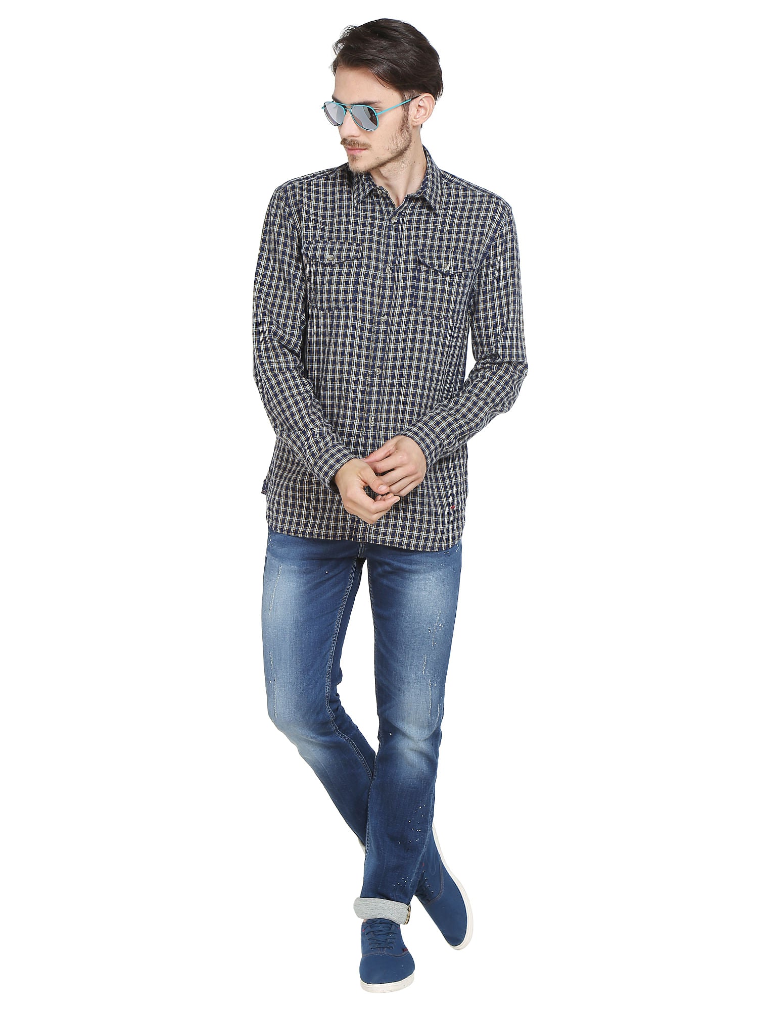 Blue Denim Printed Shirt