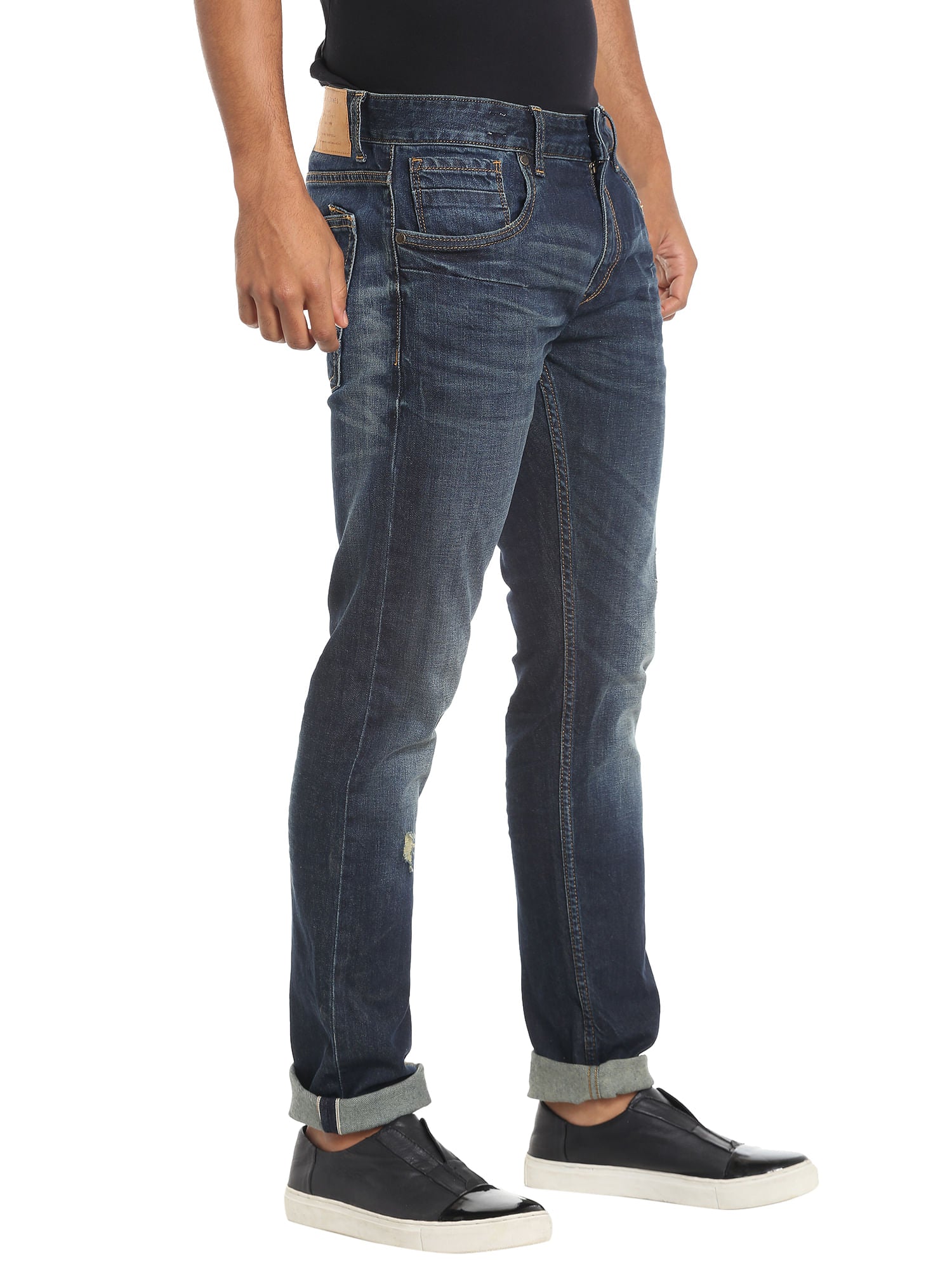 Blue Mildly Distressed Regular Fit Jeans