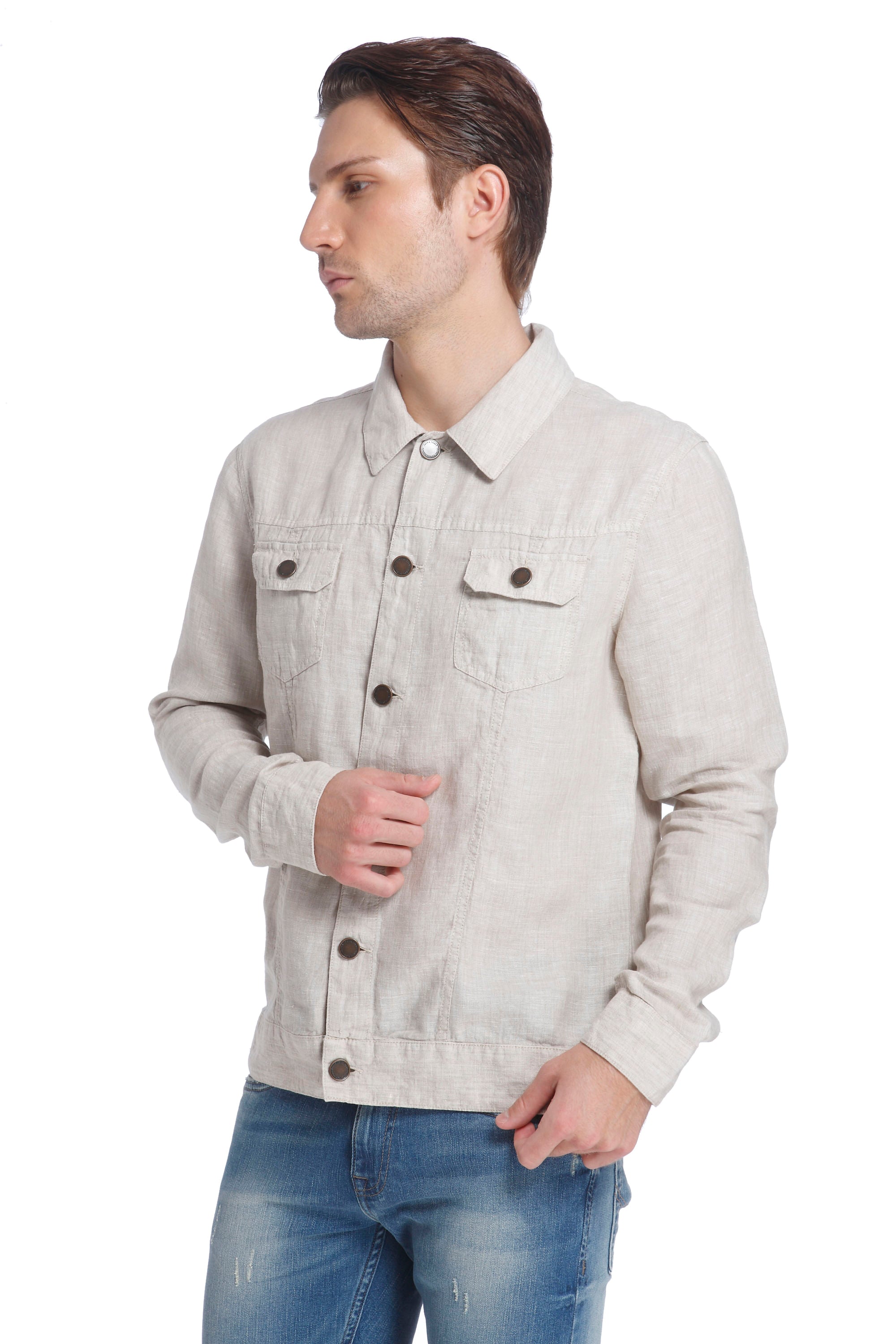 Beige Linen Linen Jacket