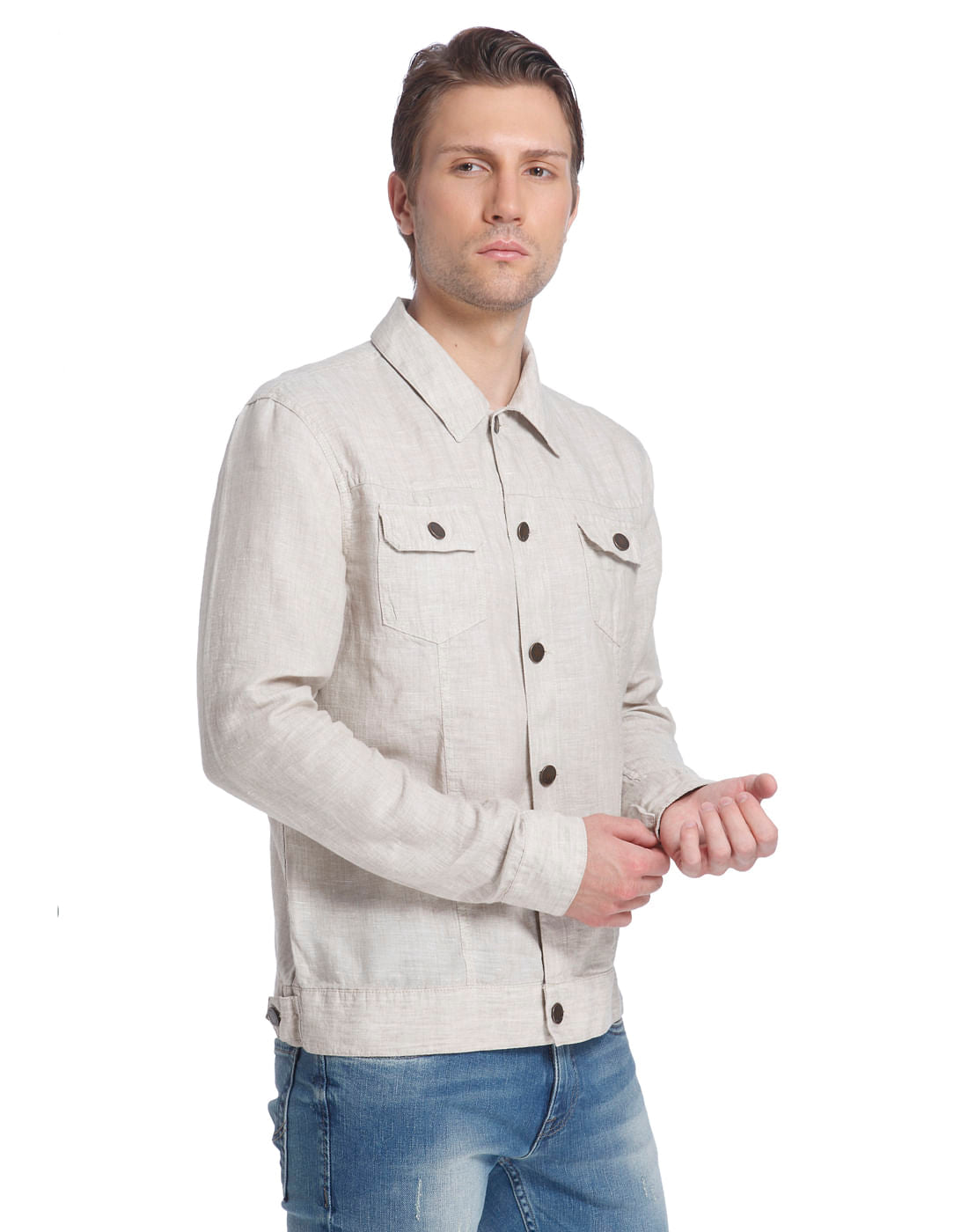 Beige Linen Linen Jacket