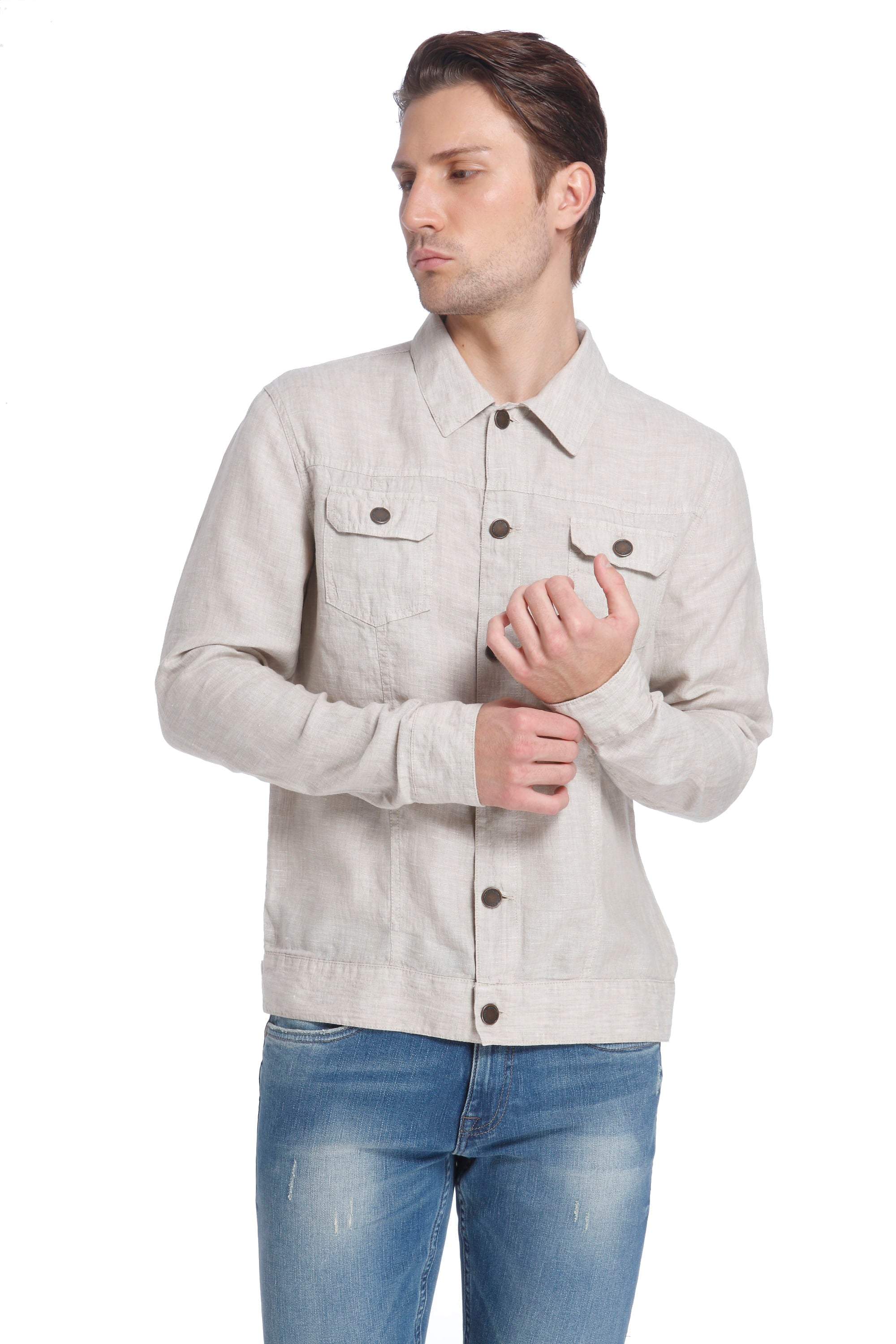 Beige Linen Linen Jacket