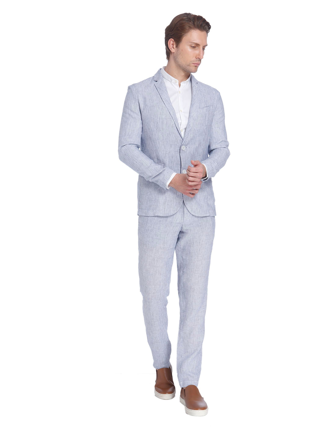 White Striped Linen Blazer