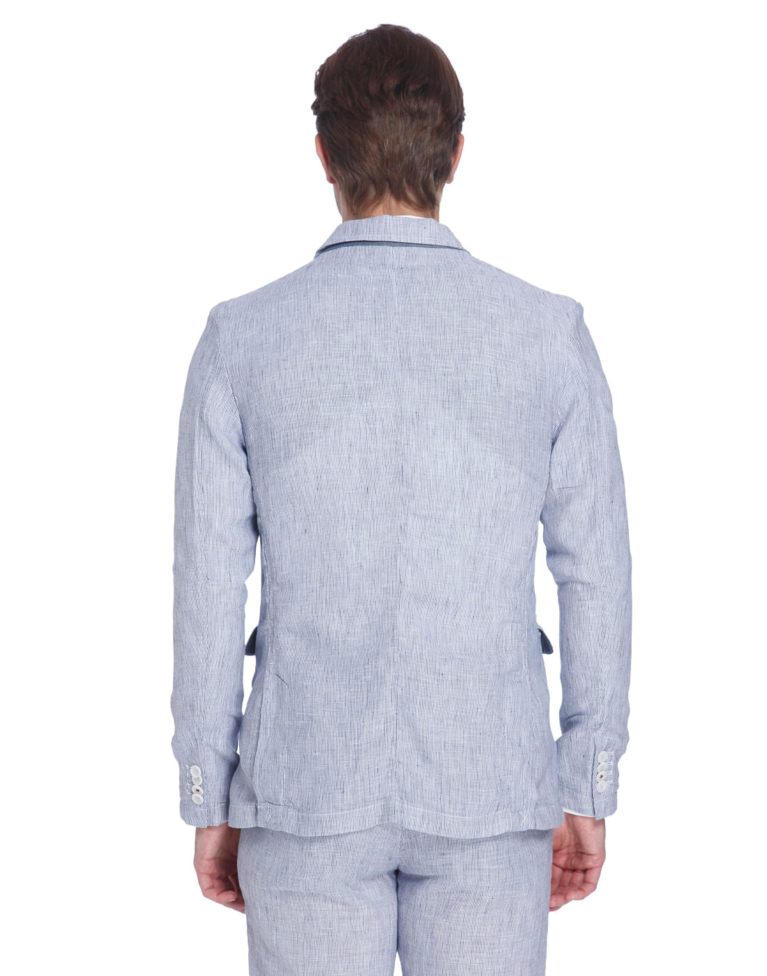 White Striped Linen Blazer