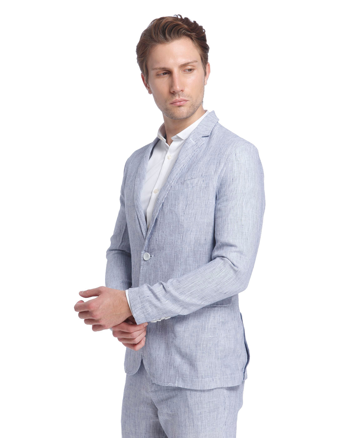White Striped Linen Blazer