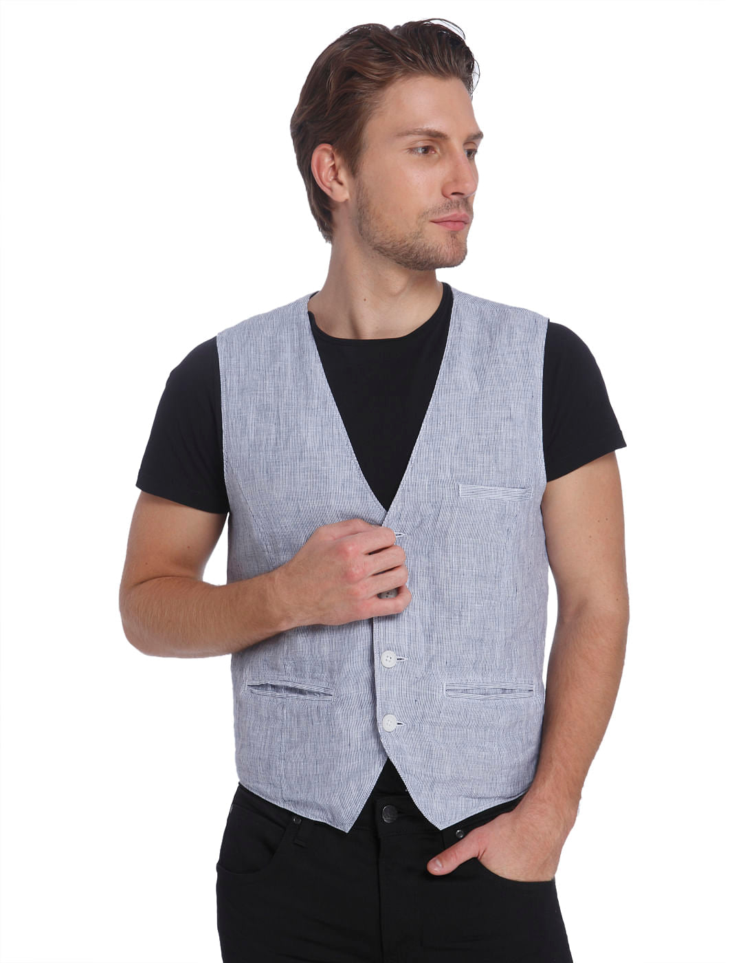 White Linen Waistcoat - S