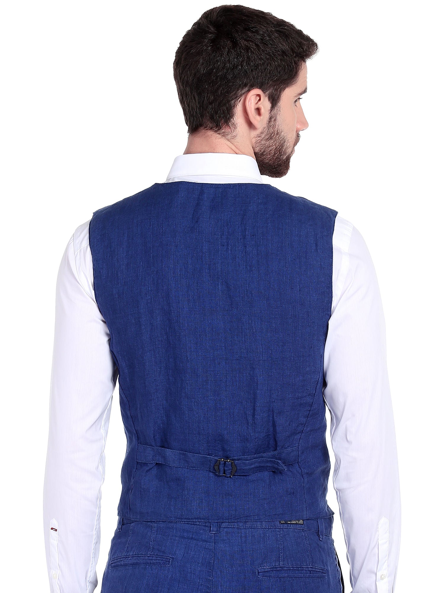 Blue Linen Waist Coat