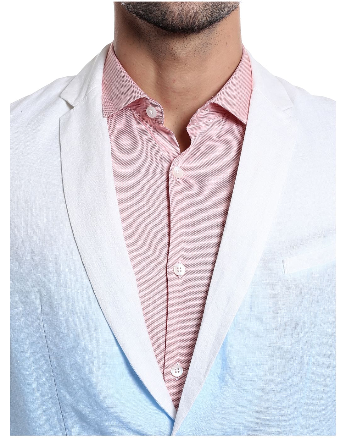 Light Blue Ombre Linen Blazer
