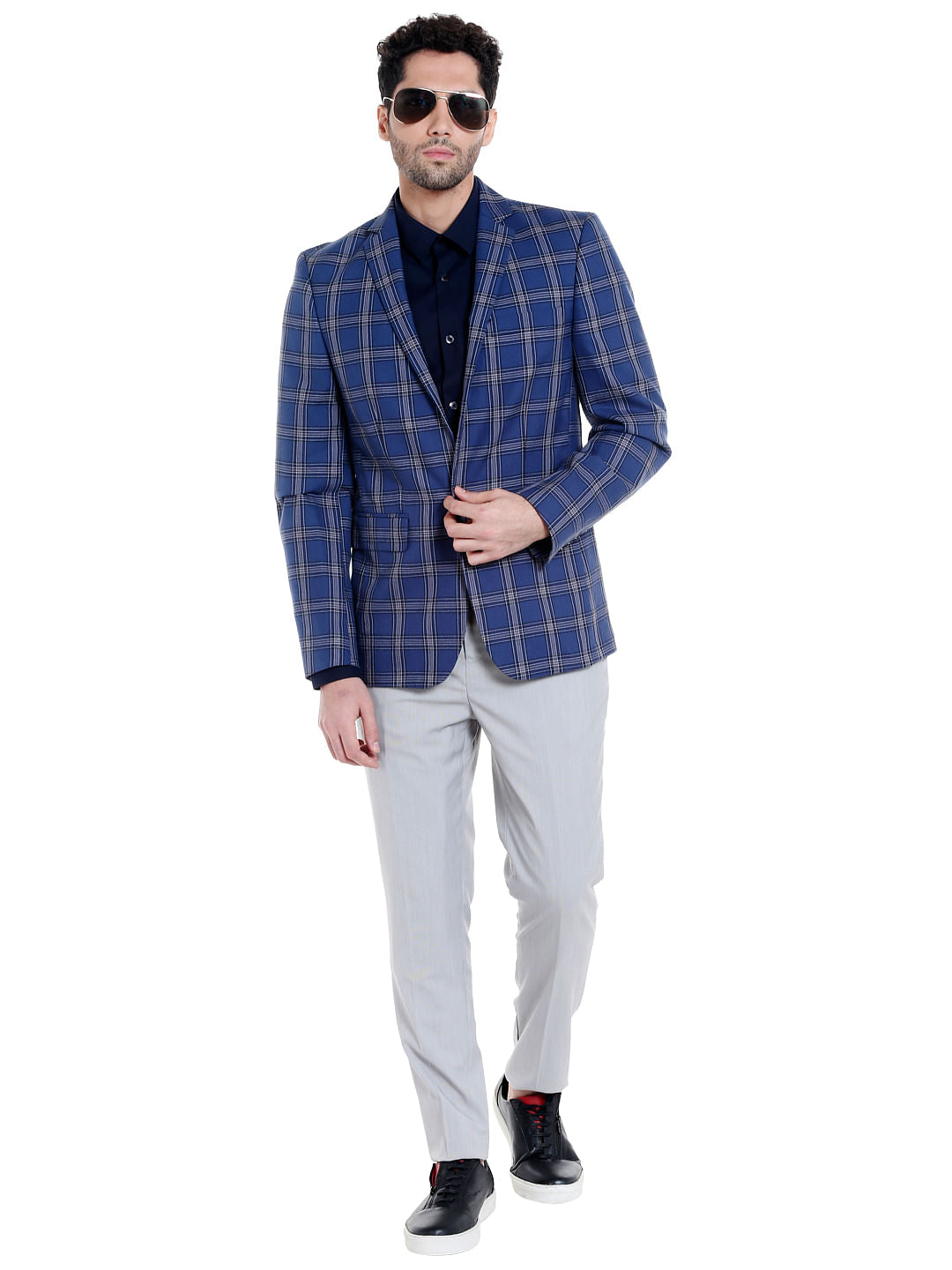 Blue Check Slim Fit Blazer