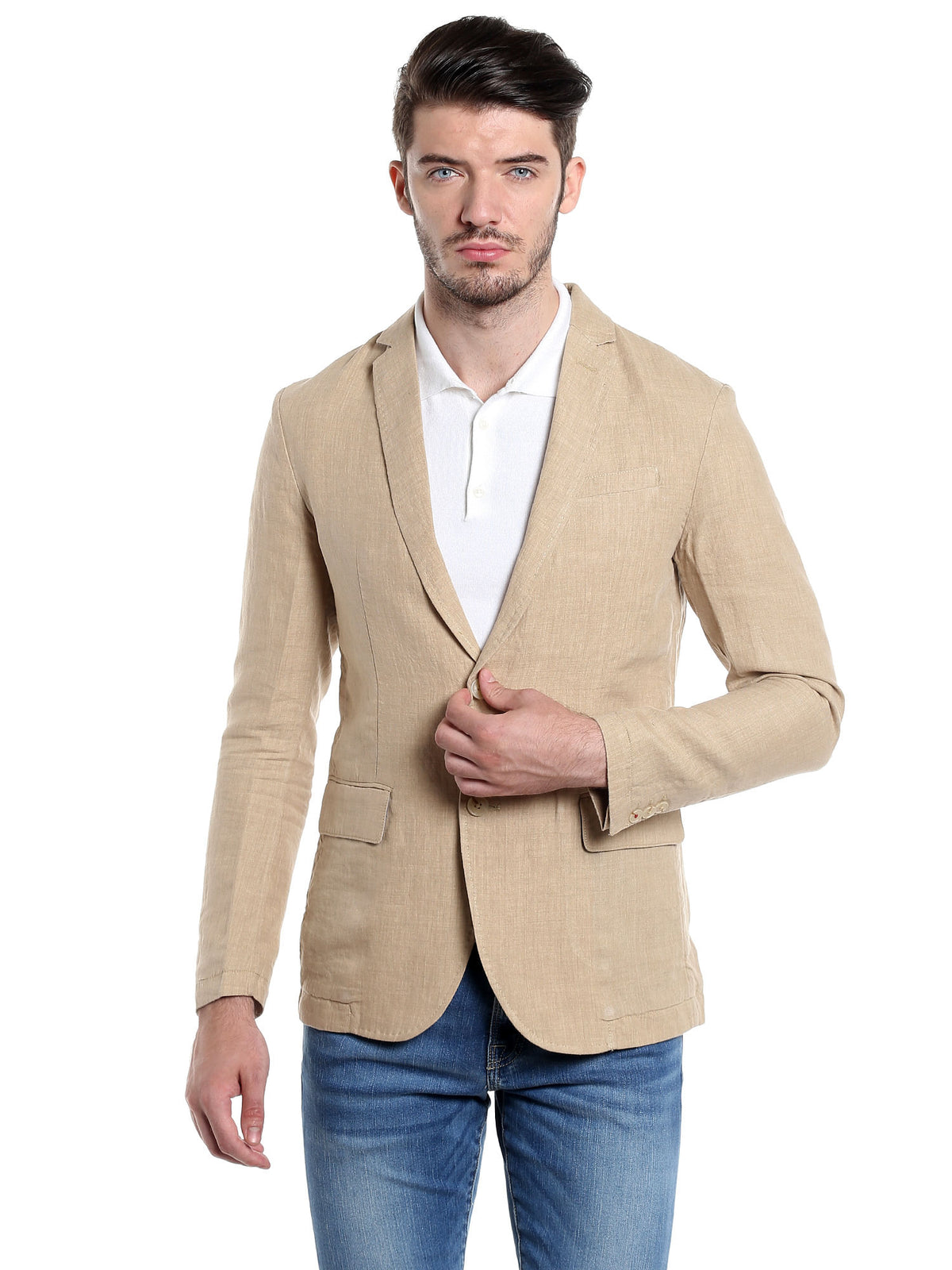 Beige Linen Blazer - 46