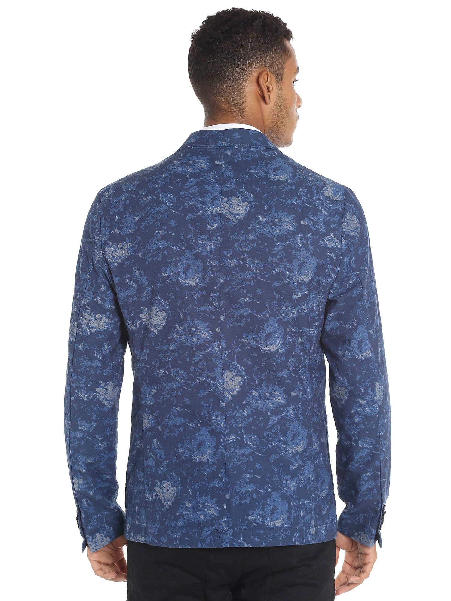 Dark Blue Printed Blazer