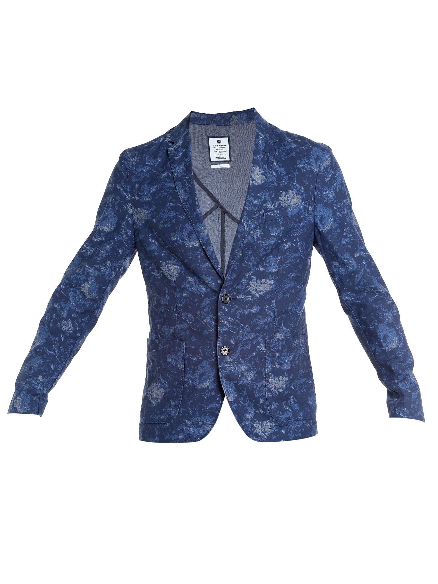 Dark Blue Printed Blazer
