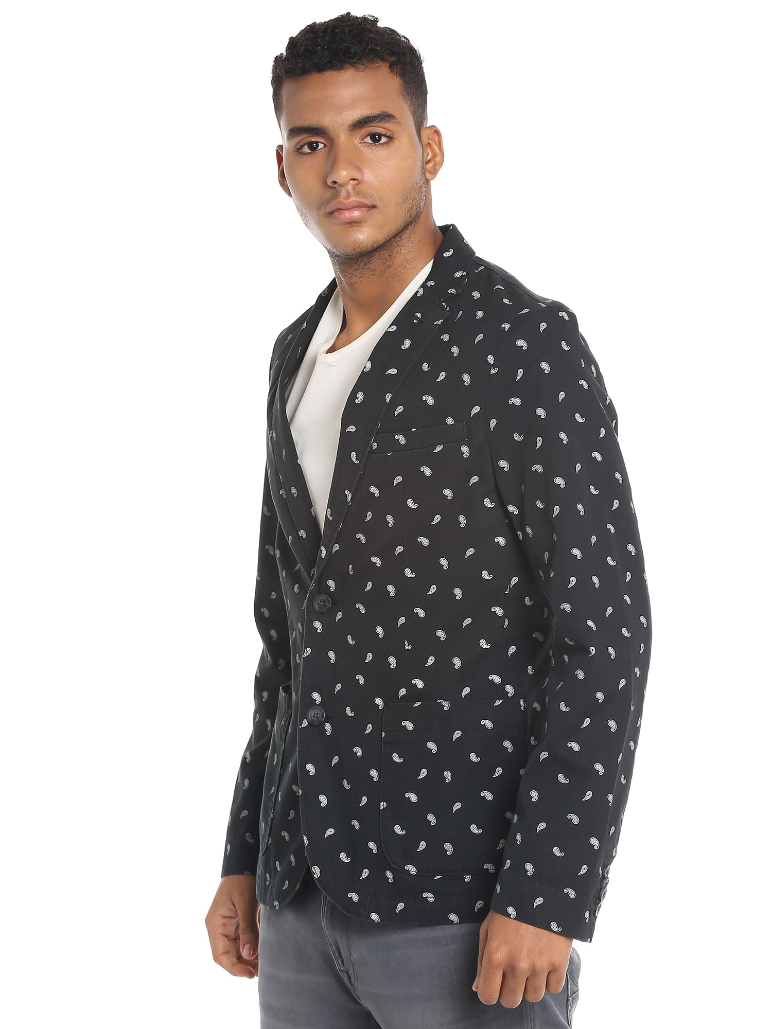 Black Paisley Print Blazer