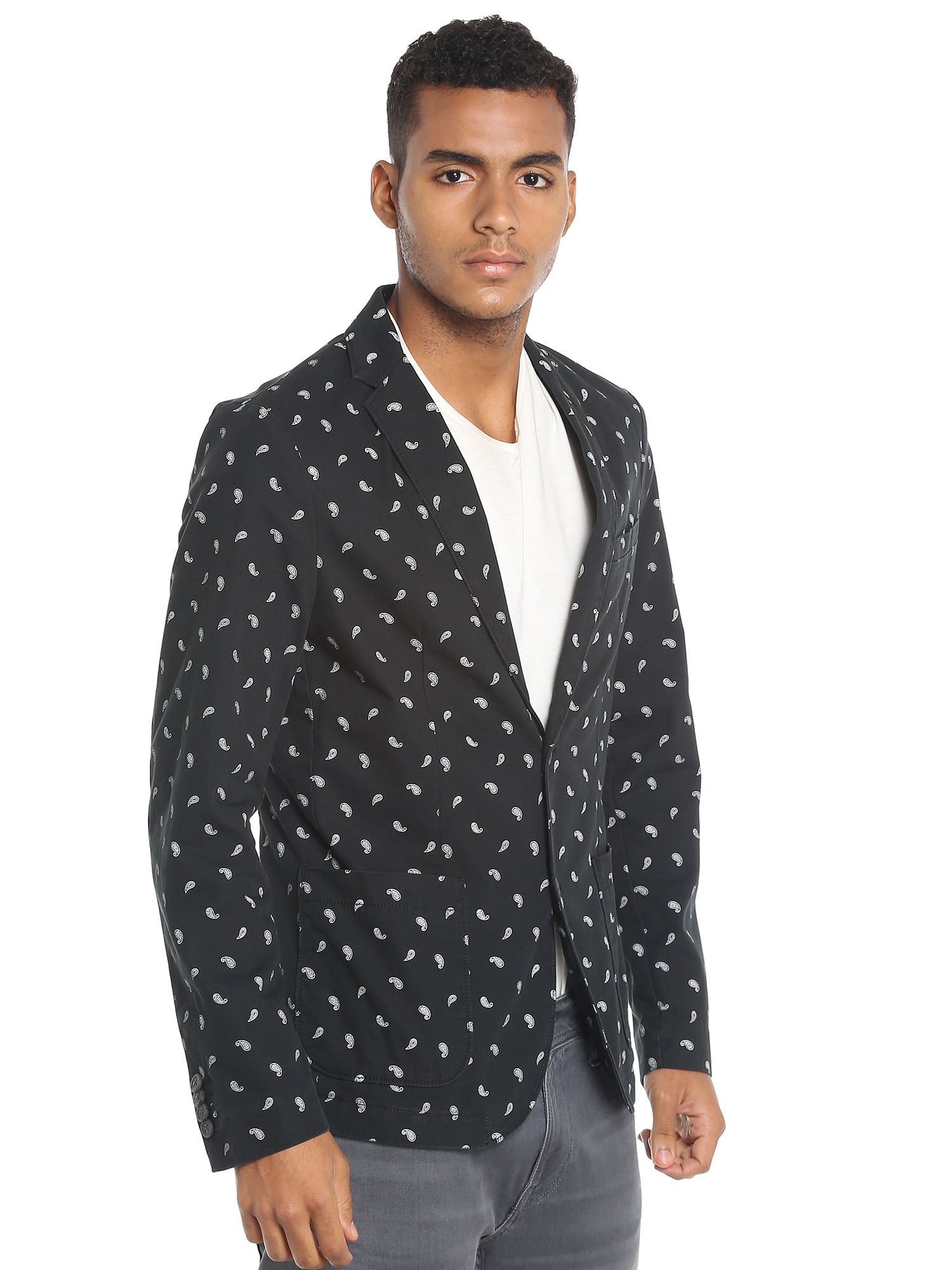 Black Paisley Print Blazer