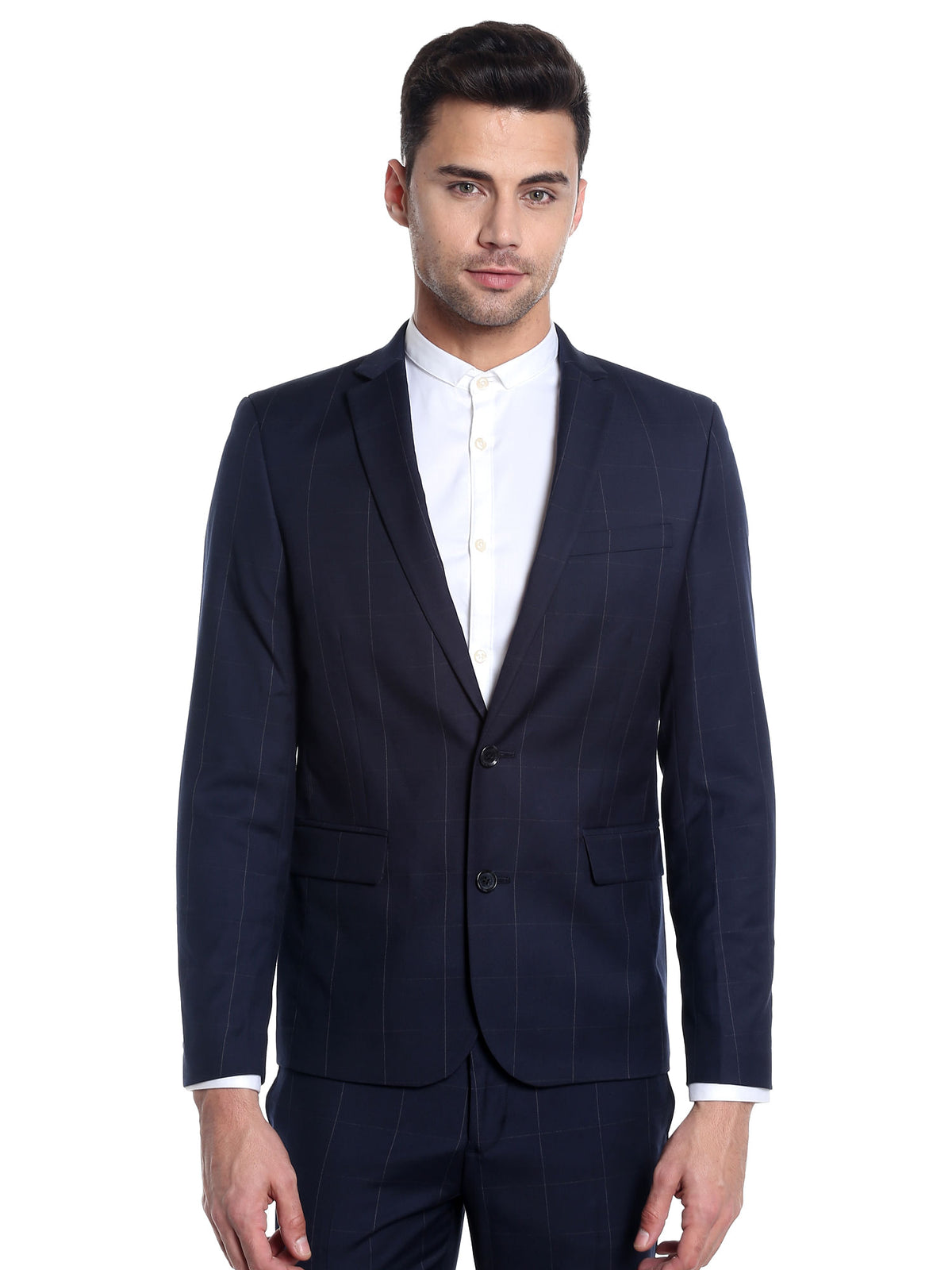 Dark Blue Check Blazer - 46