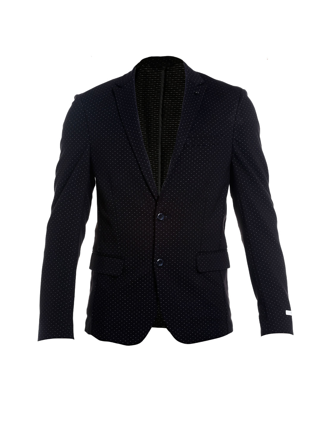 Black Printed Slim Fit Blazer