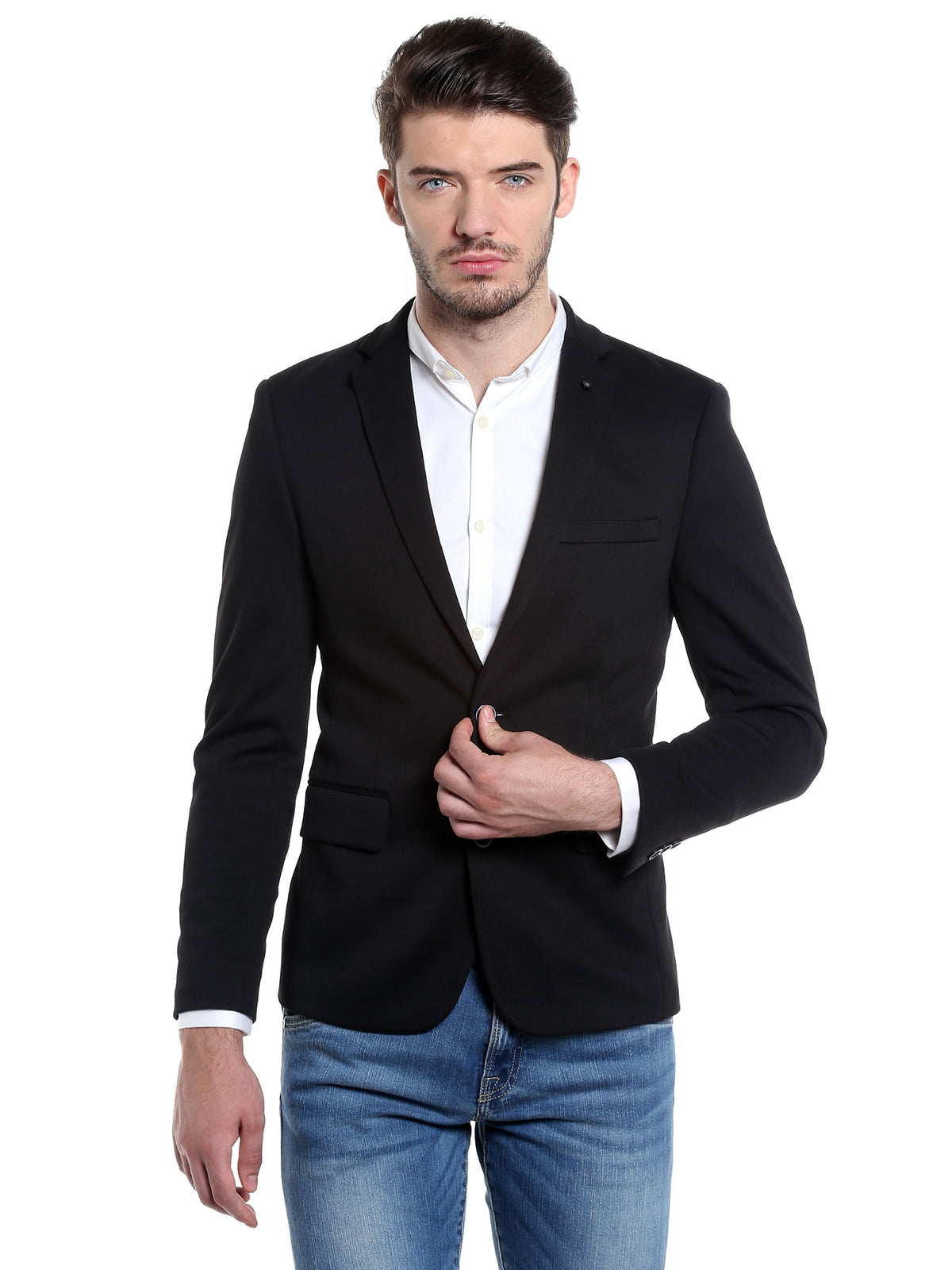 Black Slim Fit Casual Blazer - 46