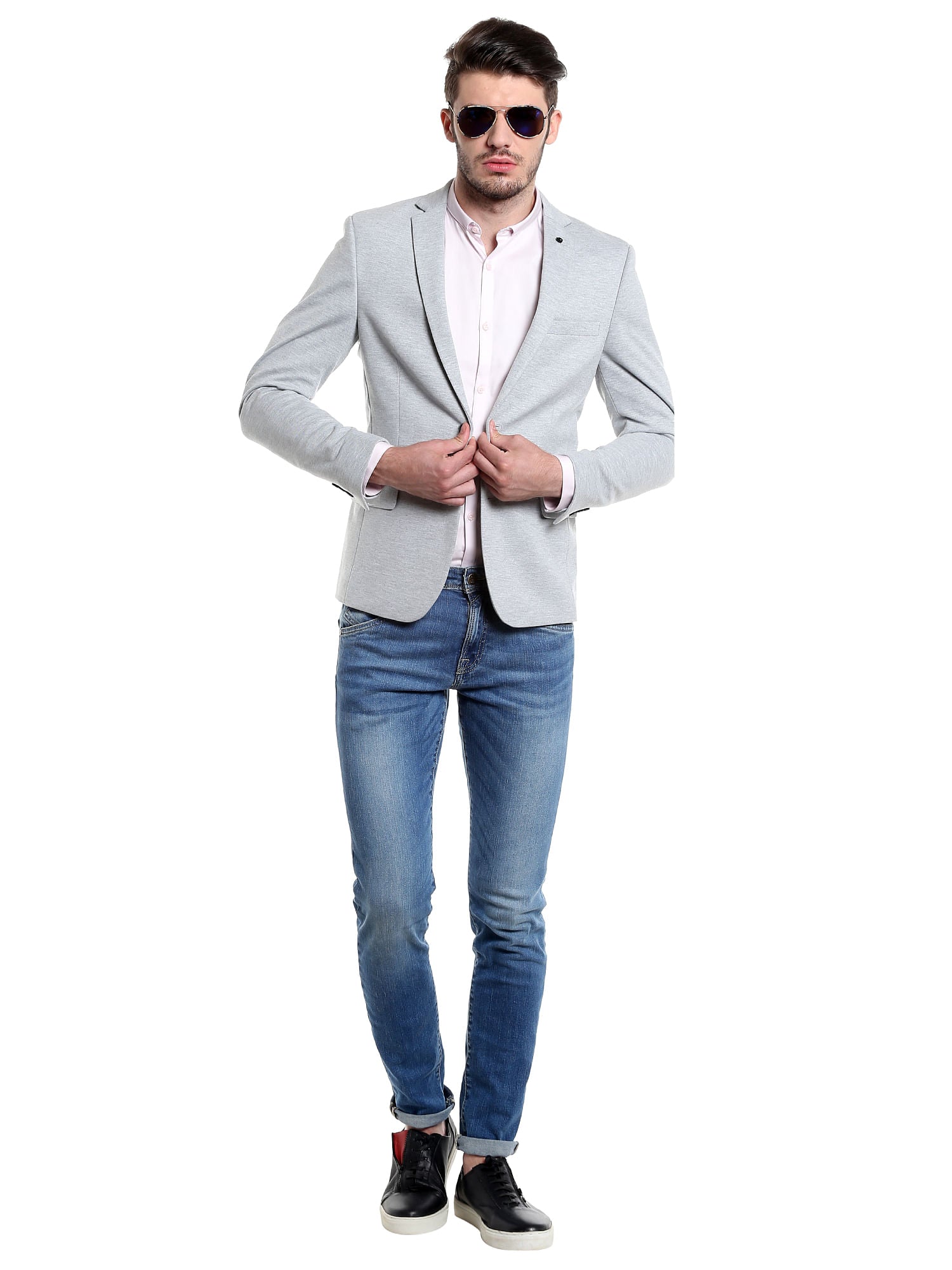 Grey Slim Fit Casual Blazer