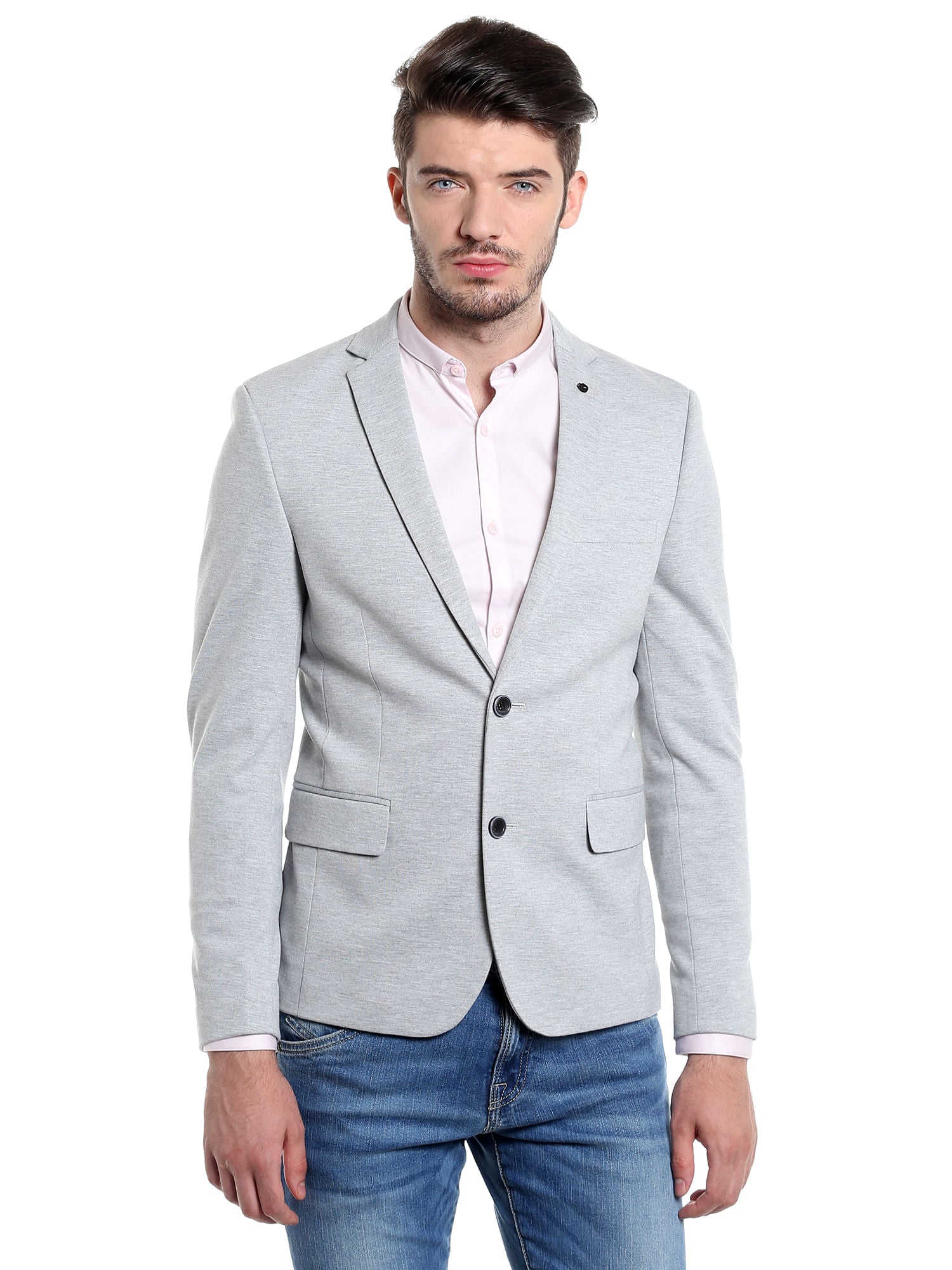 Grey Slim Fit Casual Blazer