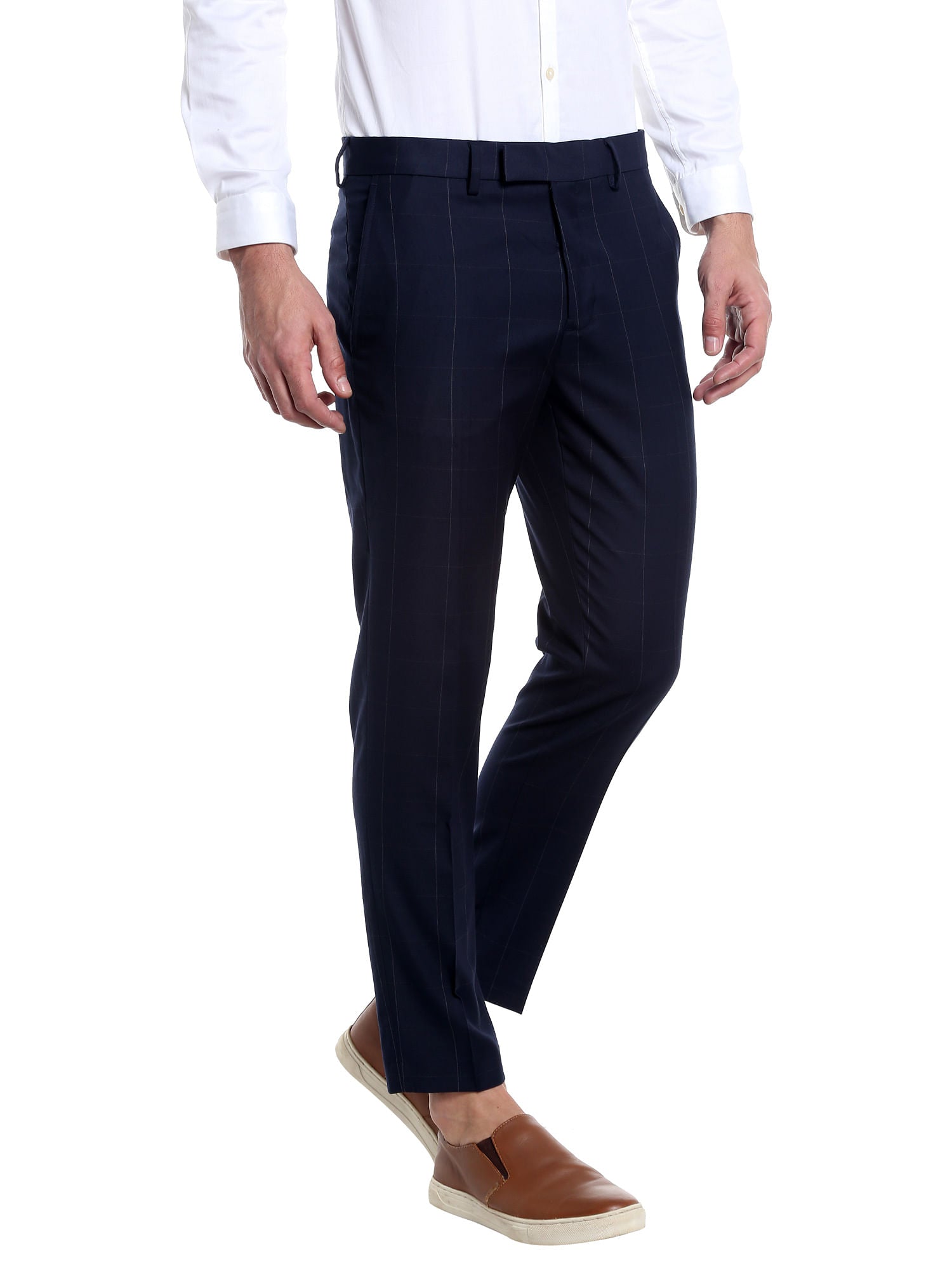 Dark Blue Check Trousers