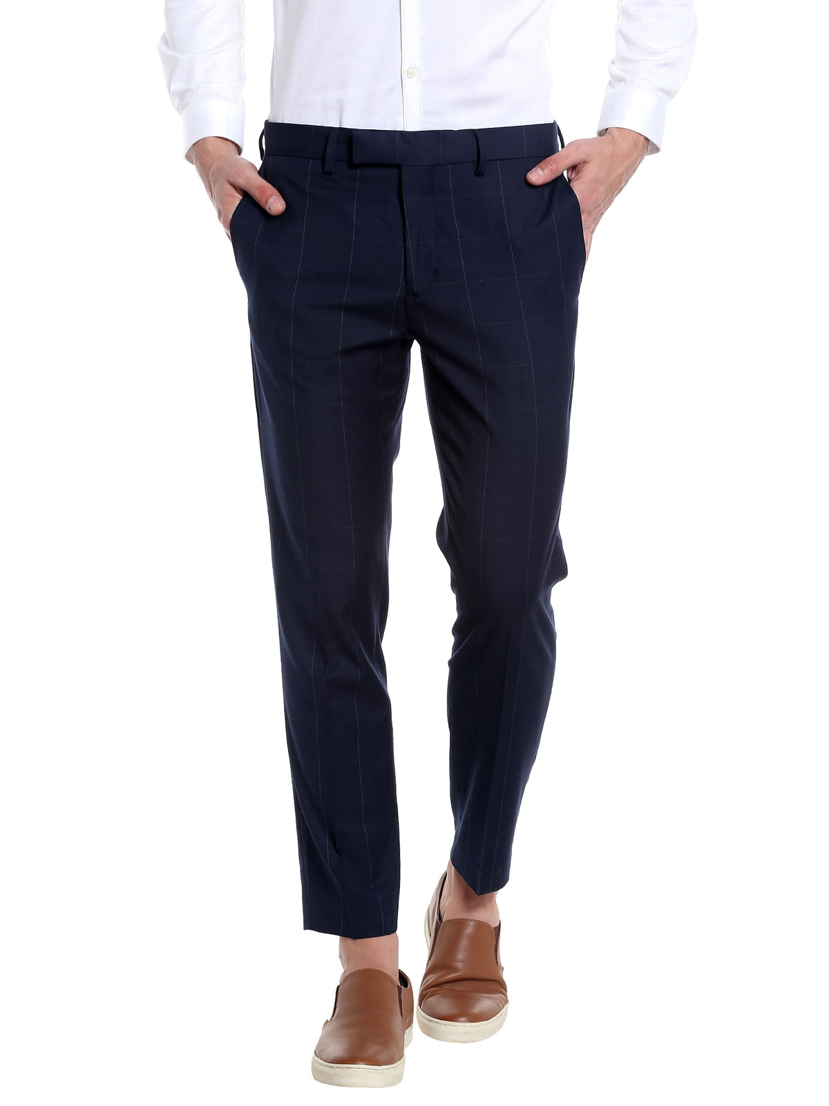 Dark Blue Check Trousers - 46