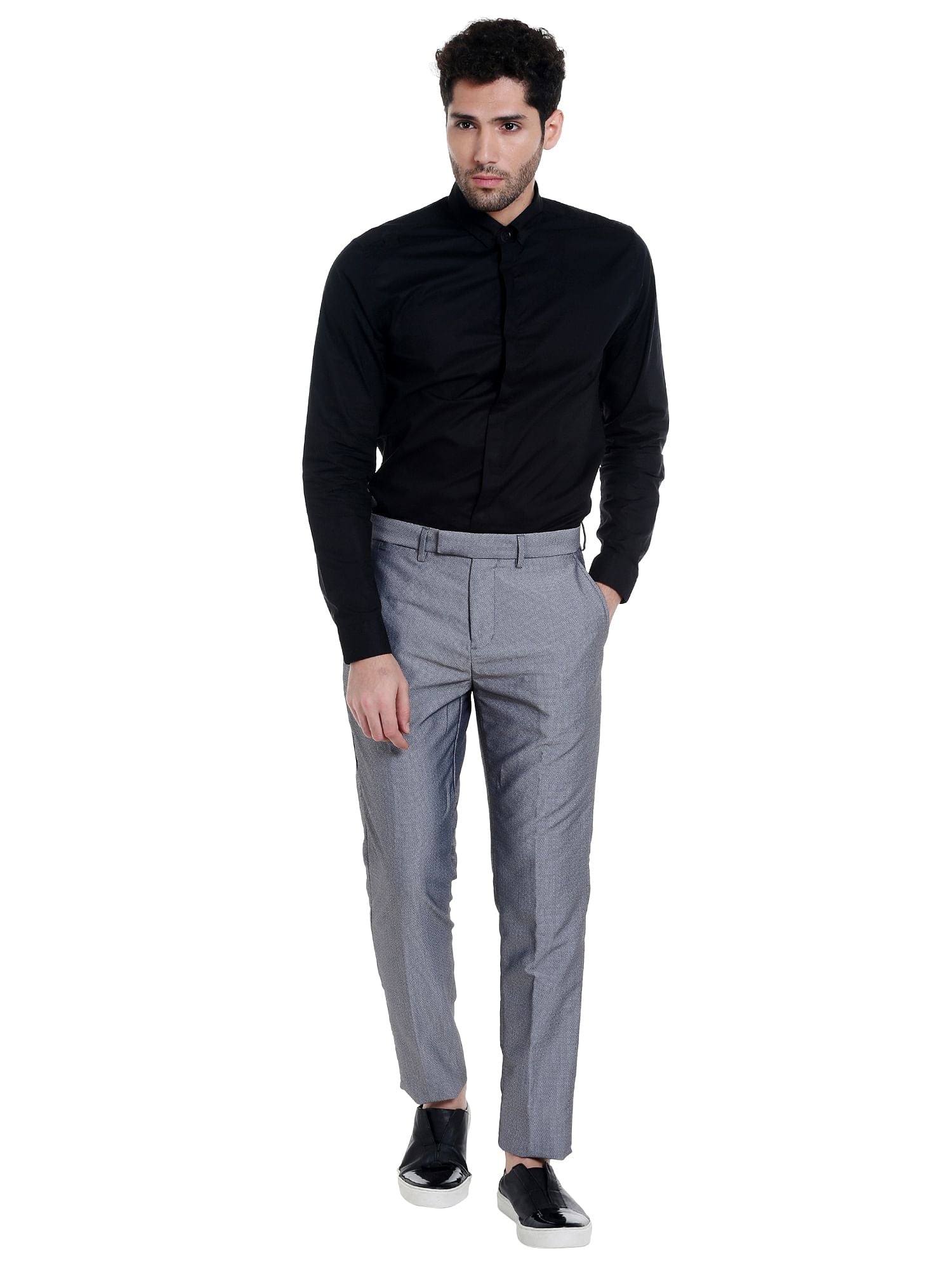 Dark Grey Regular Fit Trousers