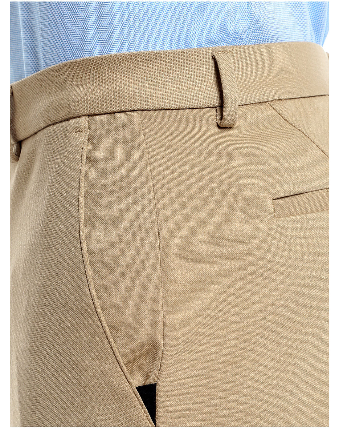 Beige Cropped Slim Fit Trousers