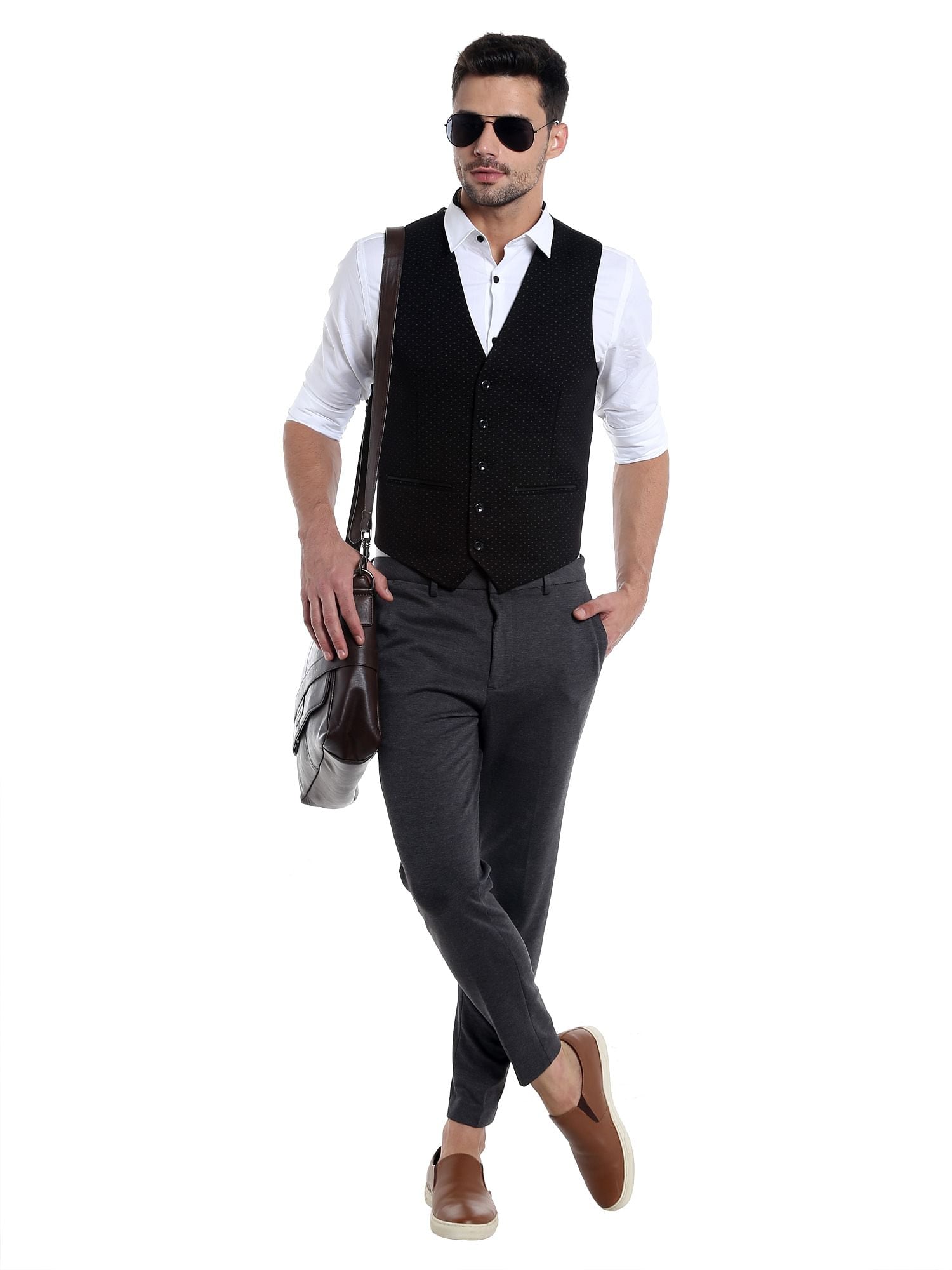 Black Printed Waistcoat