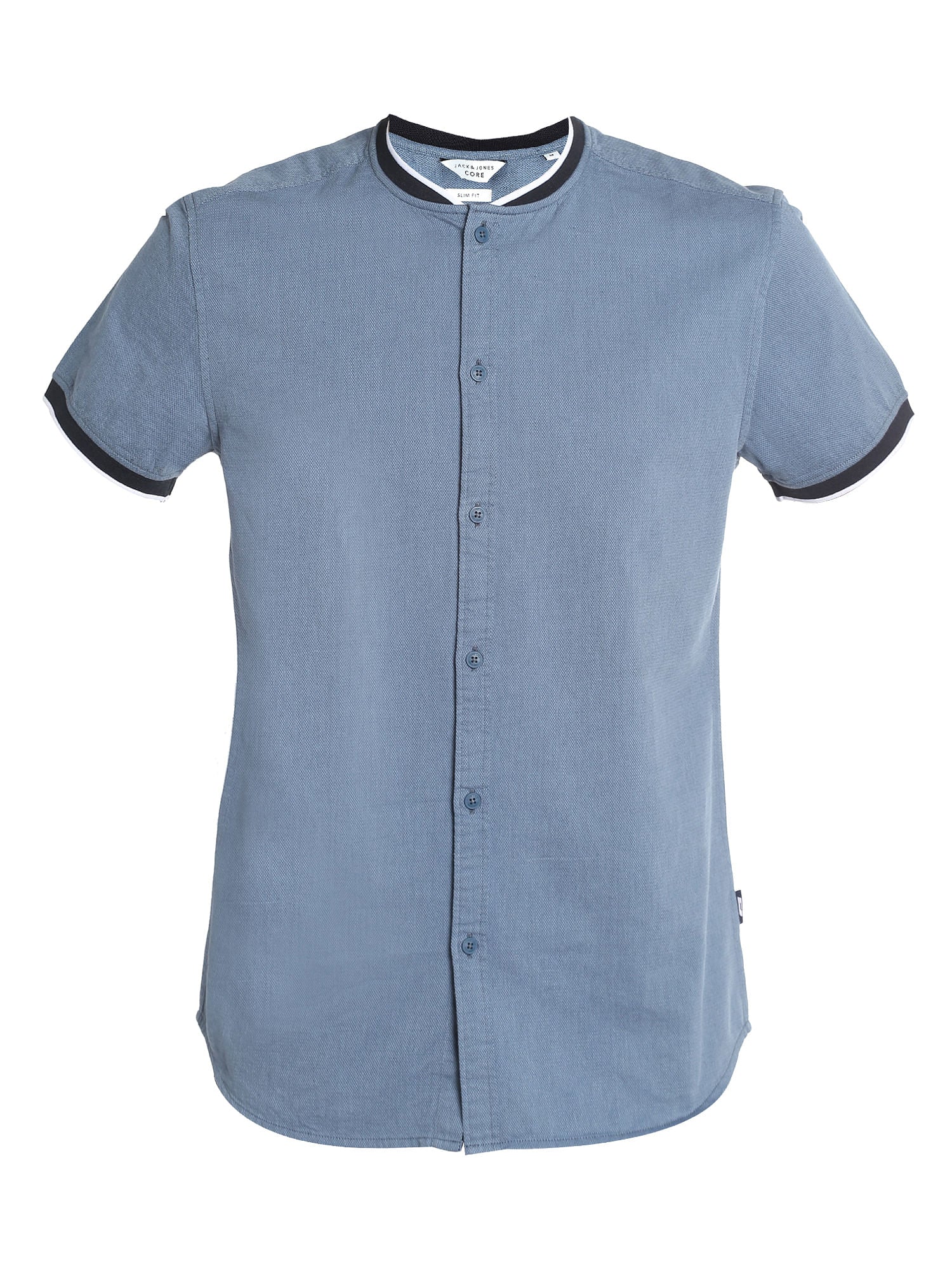 Blue Colour Blocked Slim Fit Shirt