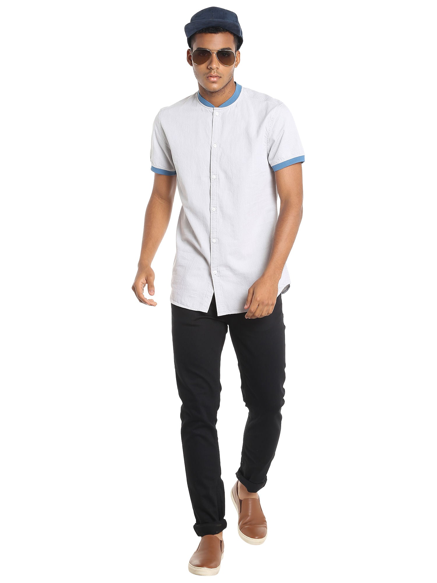 Off White Colour Blocked Slim Fit Shirt