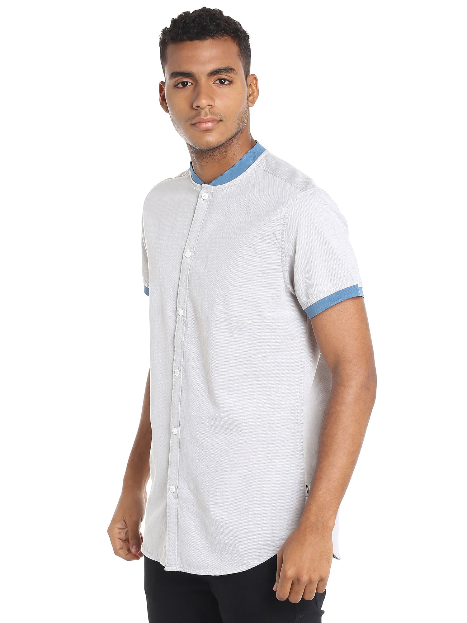 Off White Colour Blocked Slim Fit Shirt