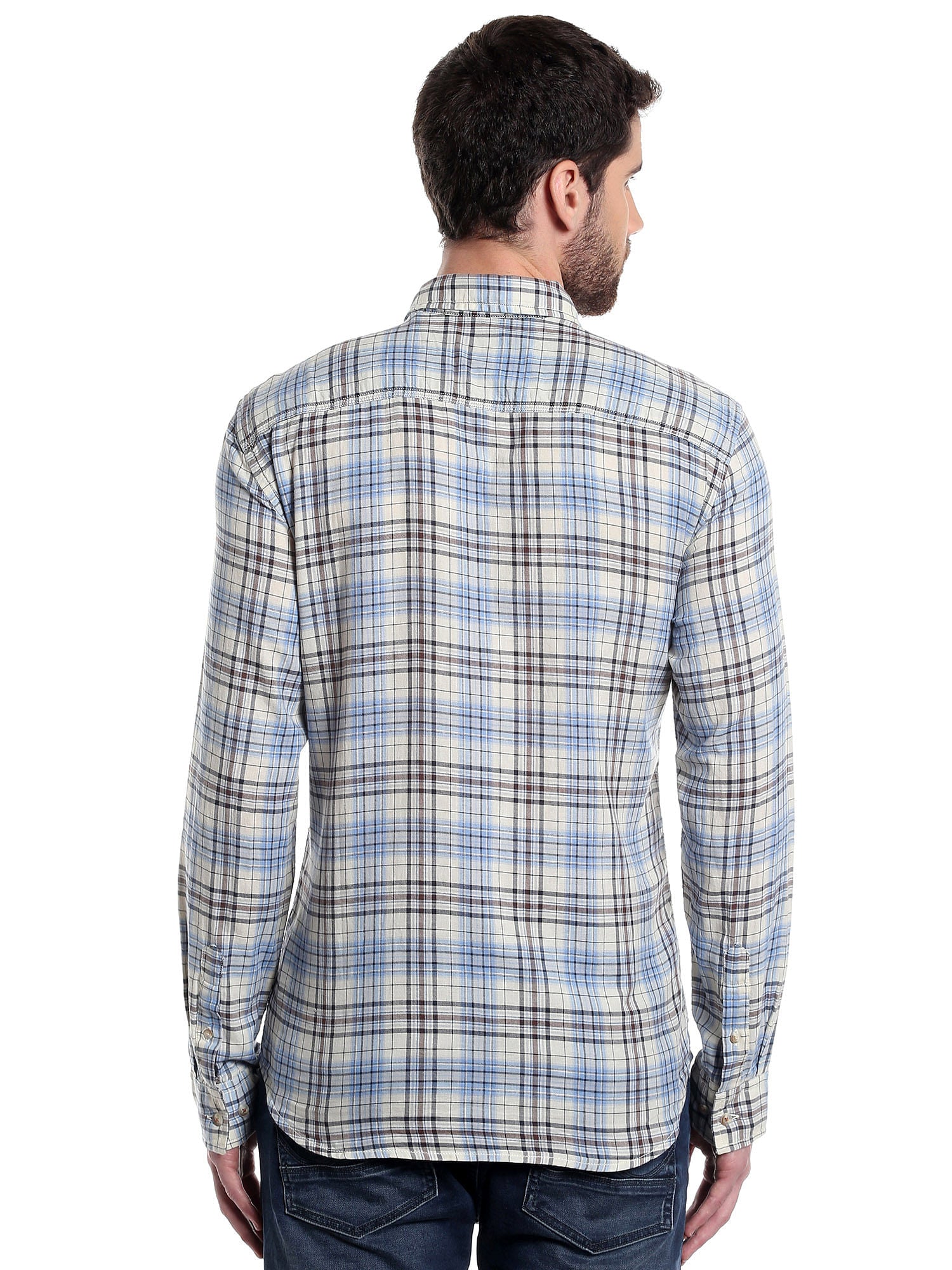 White Slim Fit Check Shirt
