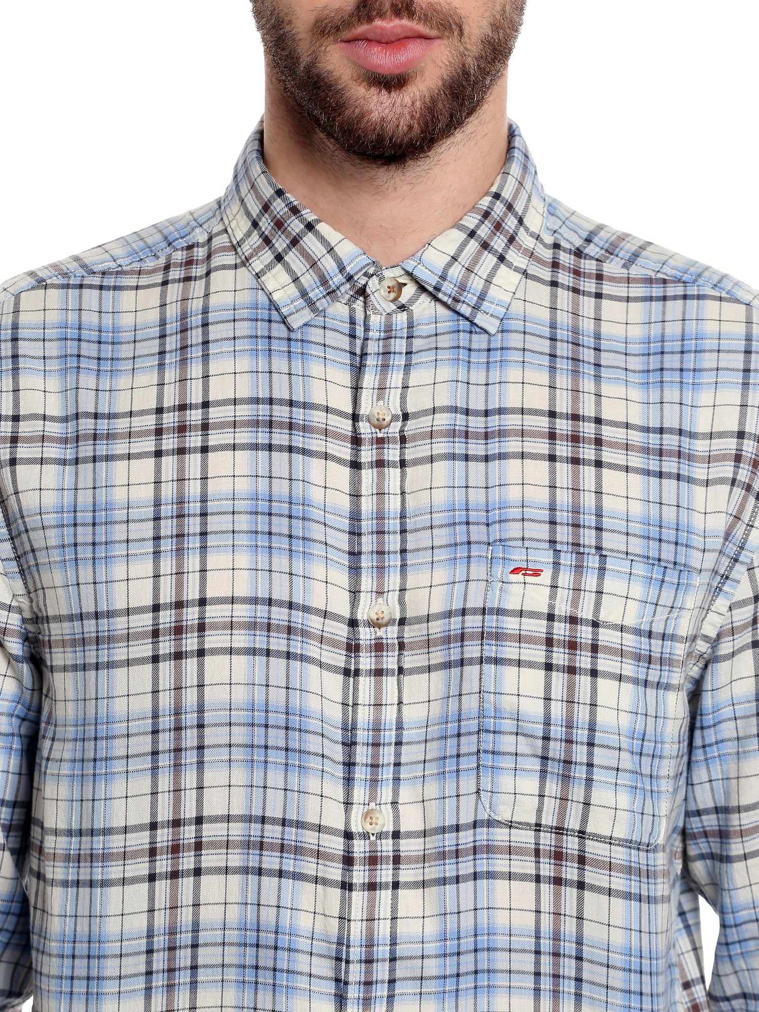 White Slim Fit Check Shirt