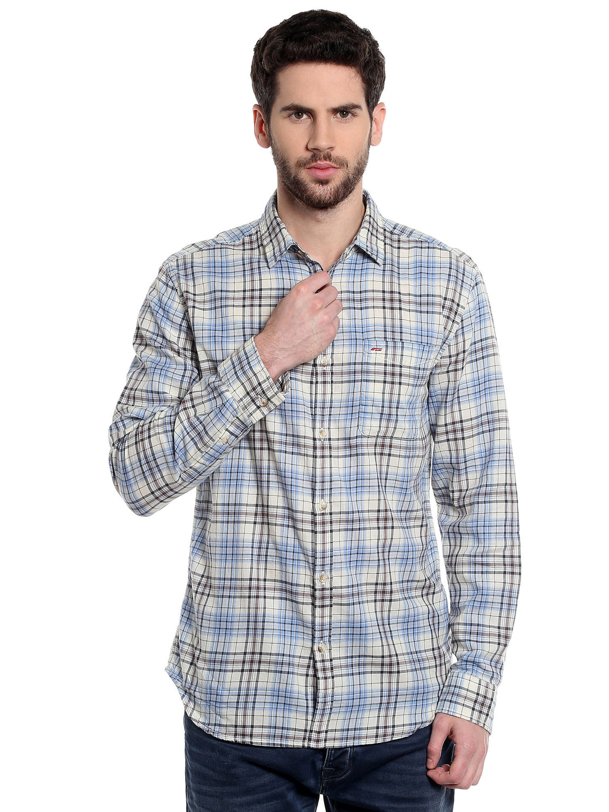 White Slim Fit Check Shirt - S