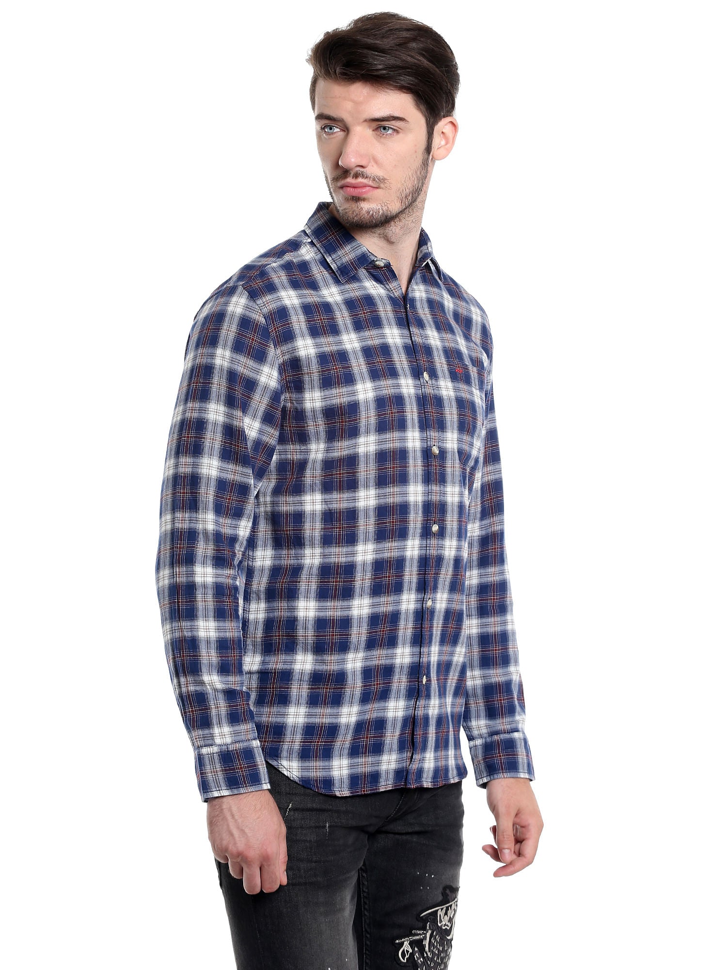 Blue Slim Fit Check Shirt