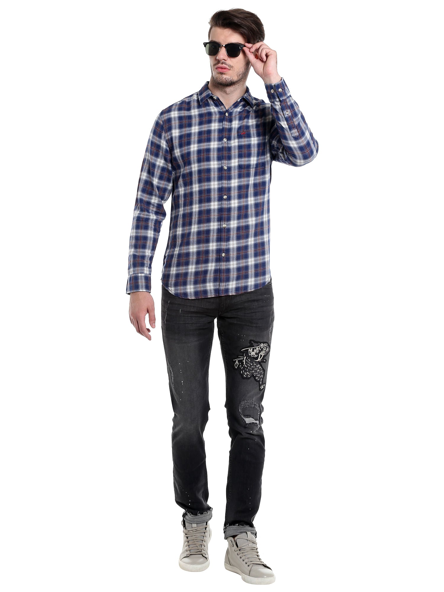 Blue Slim Fit Check Shirt