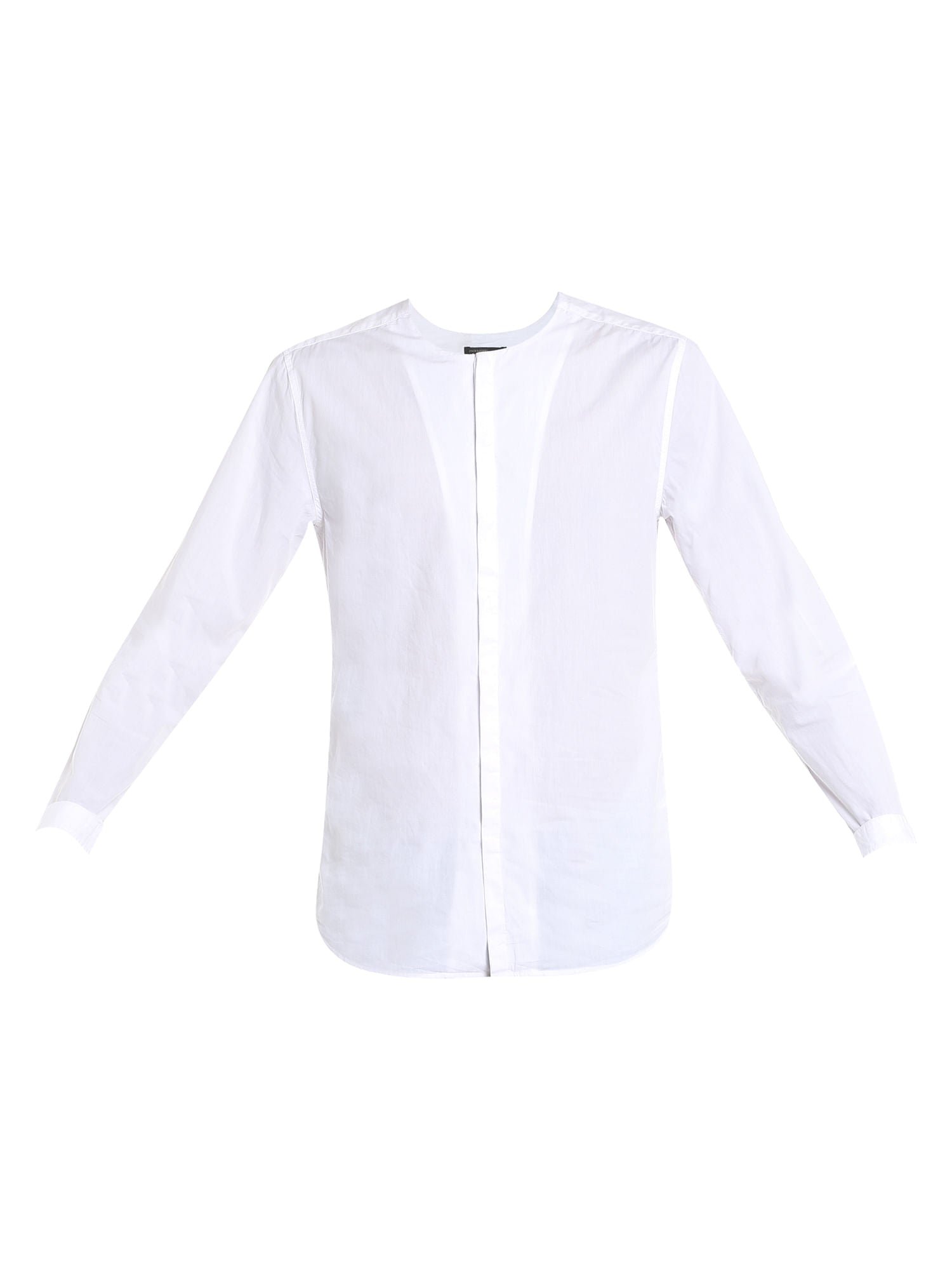 White Collarless Slim Fit Shirt