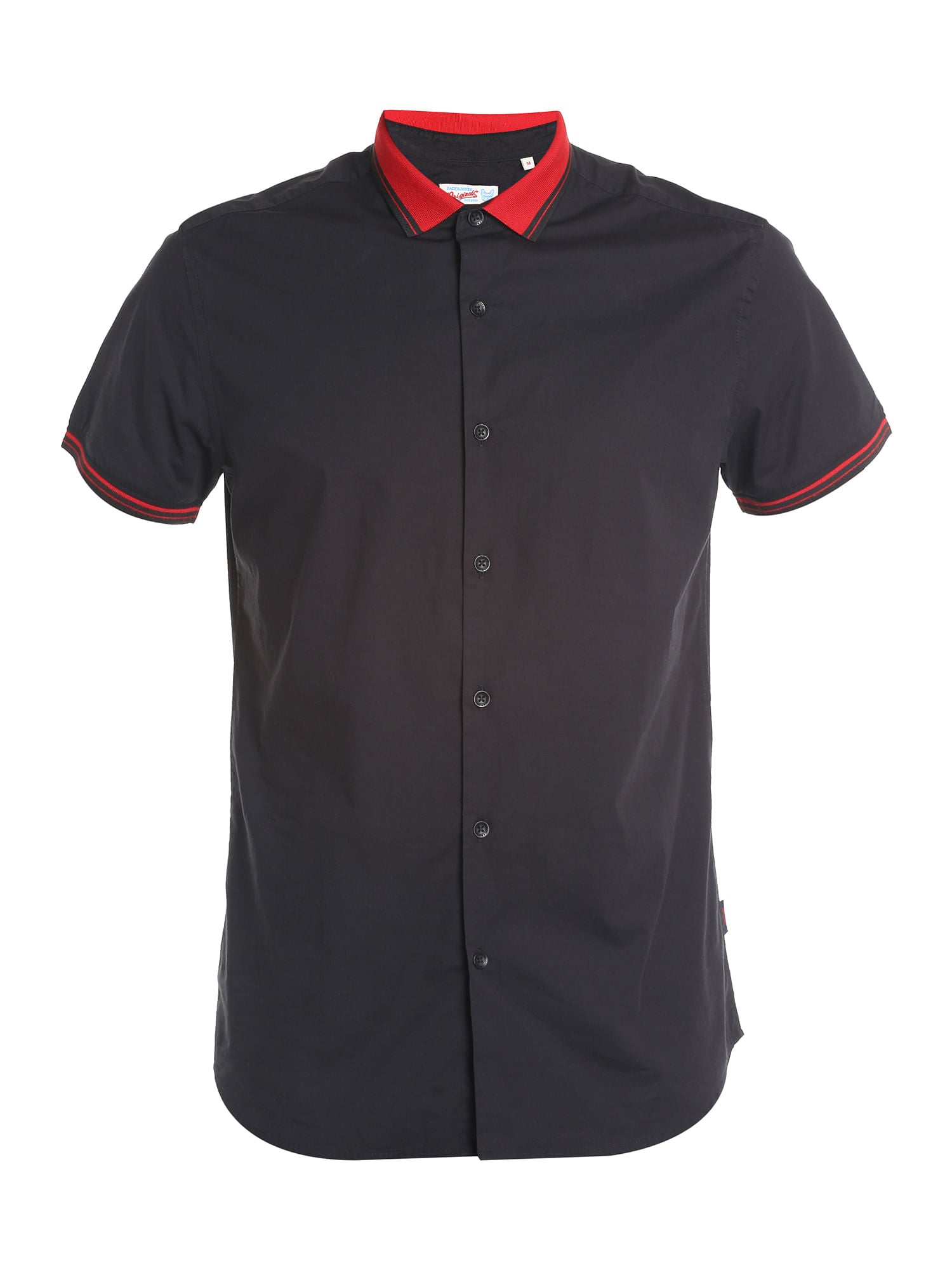 Red Collared Black Slim Fit Shirt